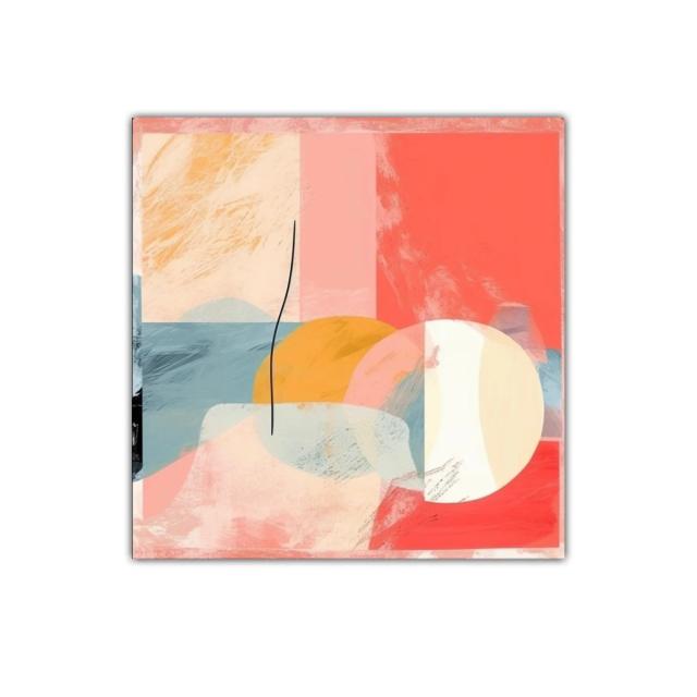 Cuadro abstracto con formas geométricas y tonos cálidos