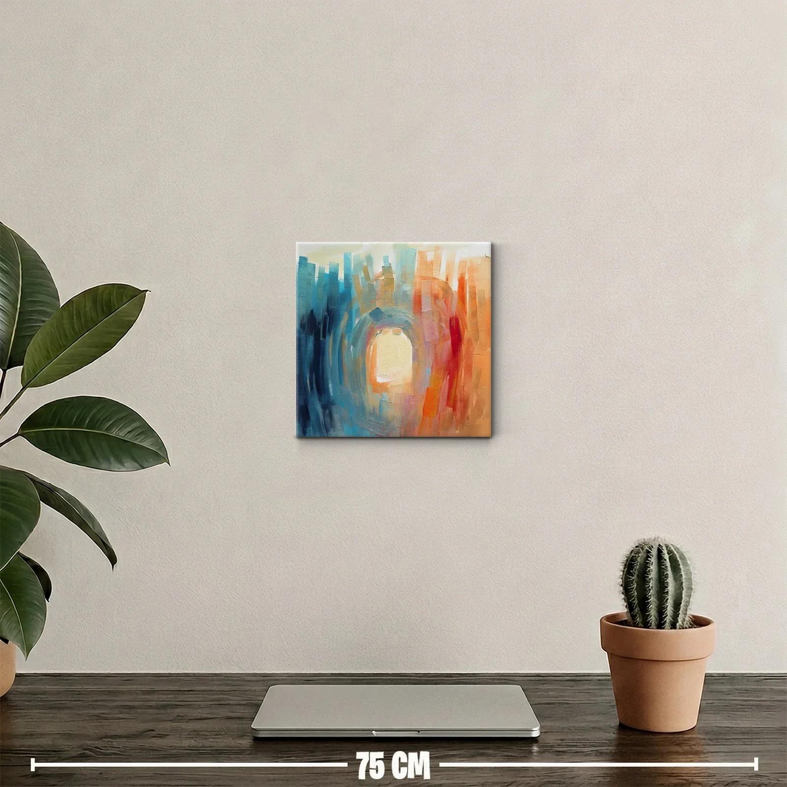 Cuadro Abstracto en Tonos Cálidos y Fríos para Decoración Moderna — miniatura 2
