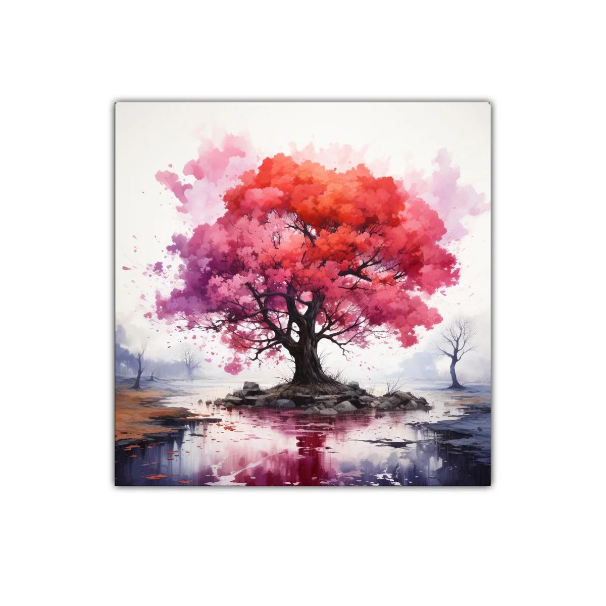 Árbol vibrante en isla reflejando tonos cálidos y fríos — imagen principal
