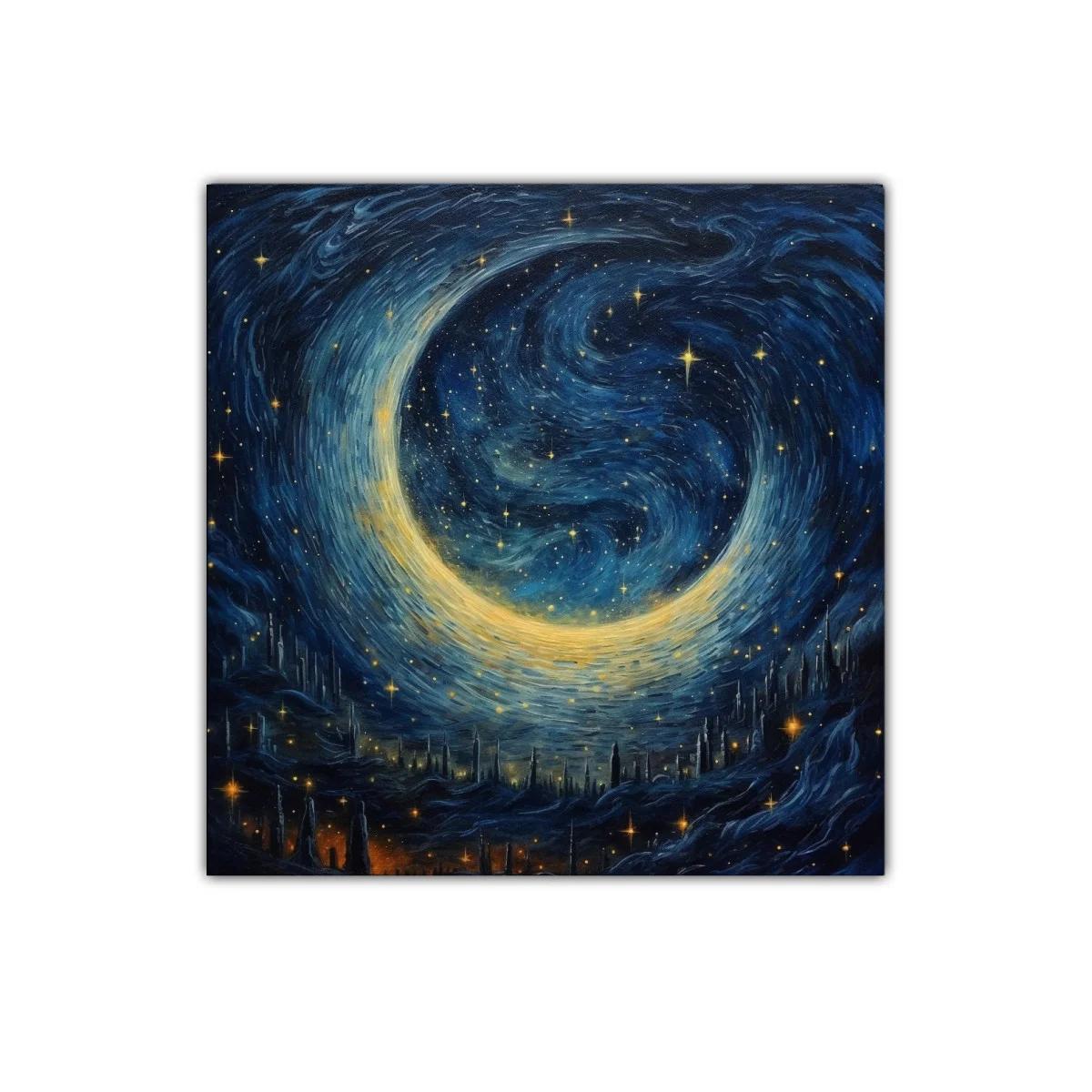 Inspirador cielo estrellado con luna brillante y galaxias en movimiento — imagen principal