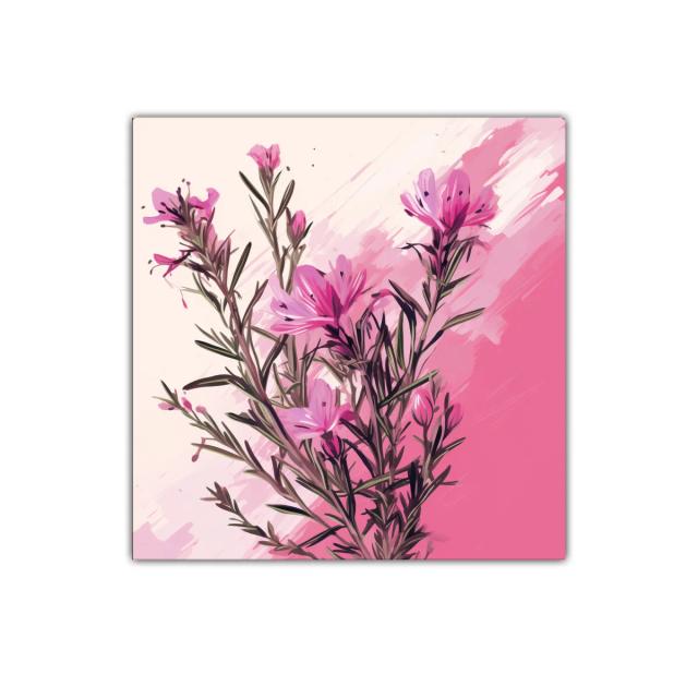 Cuadro decorativo con flores en tonos rosas y verdes