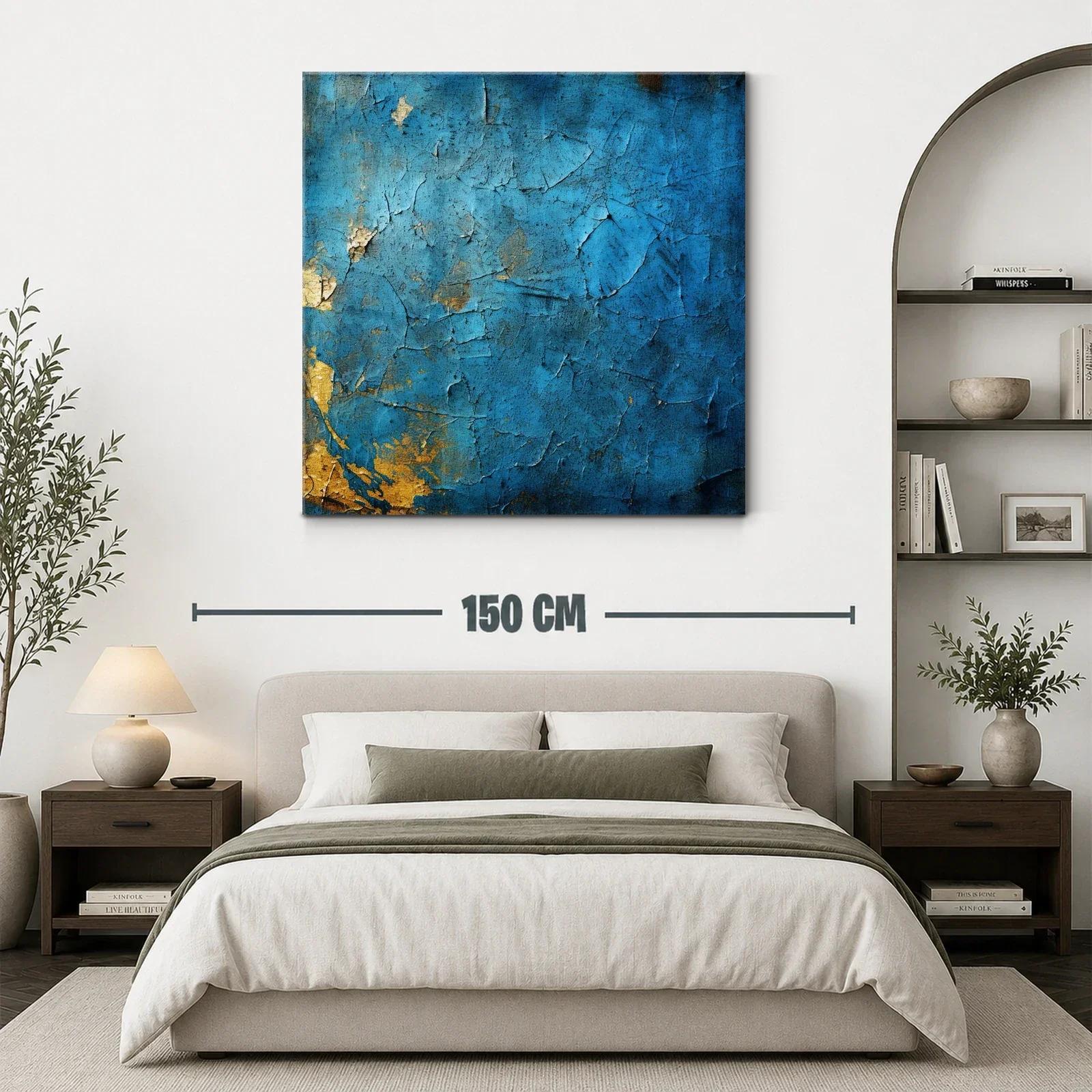 Arte abstracto en textura azul con detalles dorados — miniatura 3