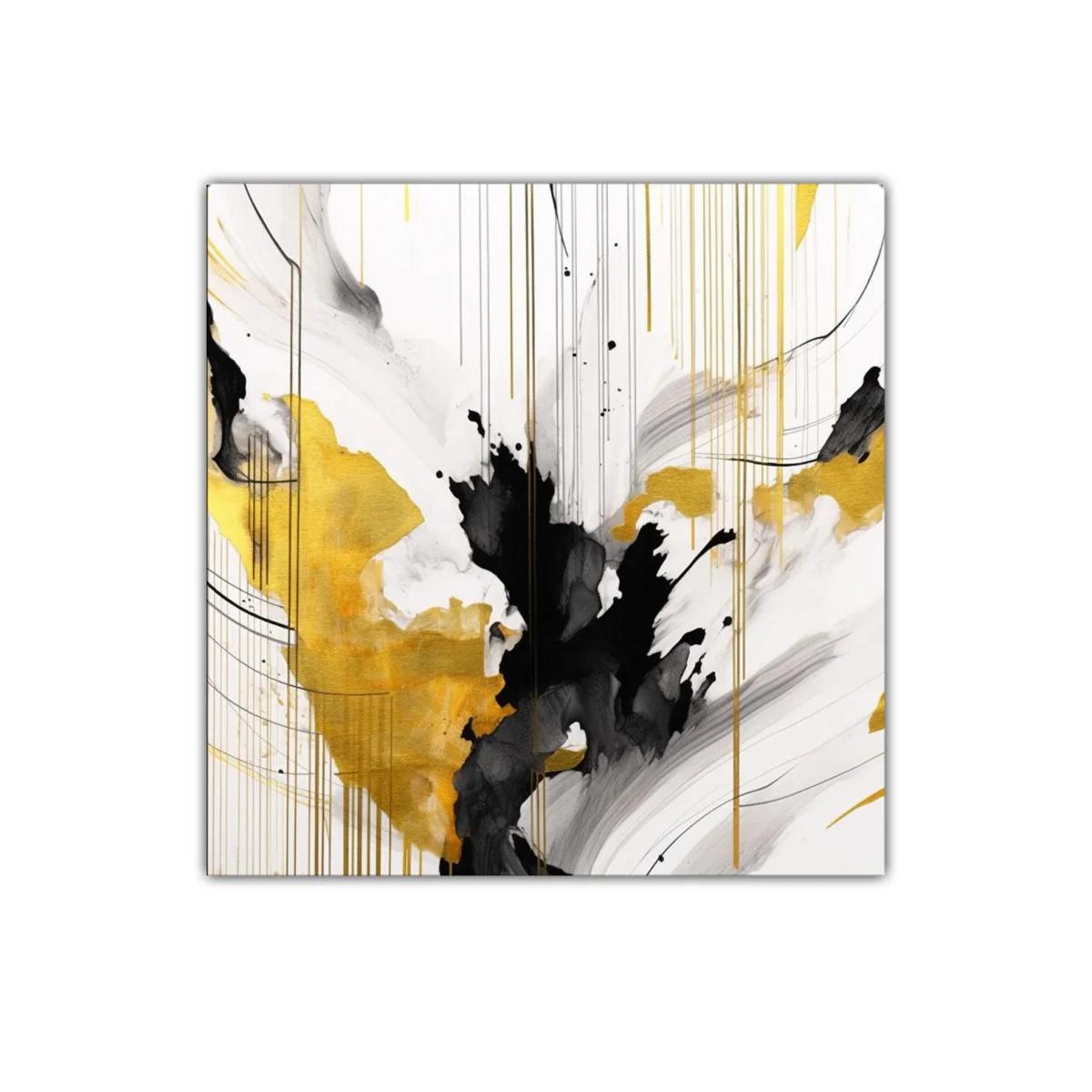 Cuadro abstracto en tonos dorados negros y grises para decoración