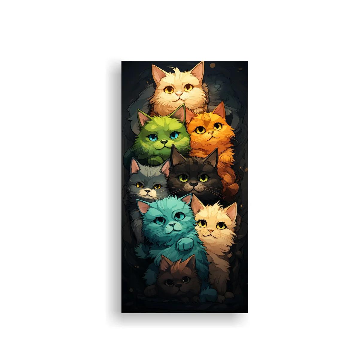 Cuadro grupo de gatos de pelaje esponjoso