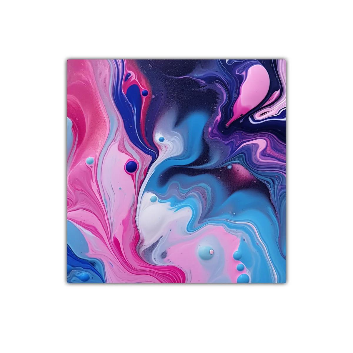 Cuadro decorativo en tonos rosas azules y morados abstracto