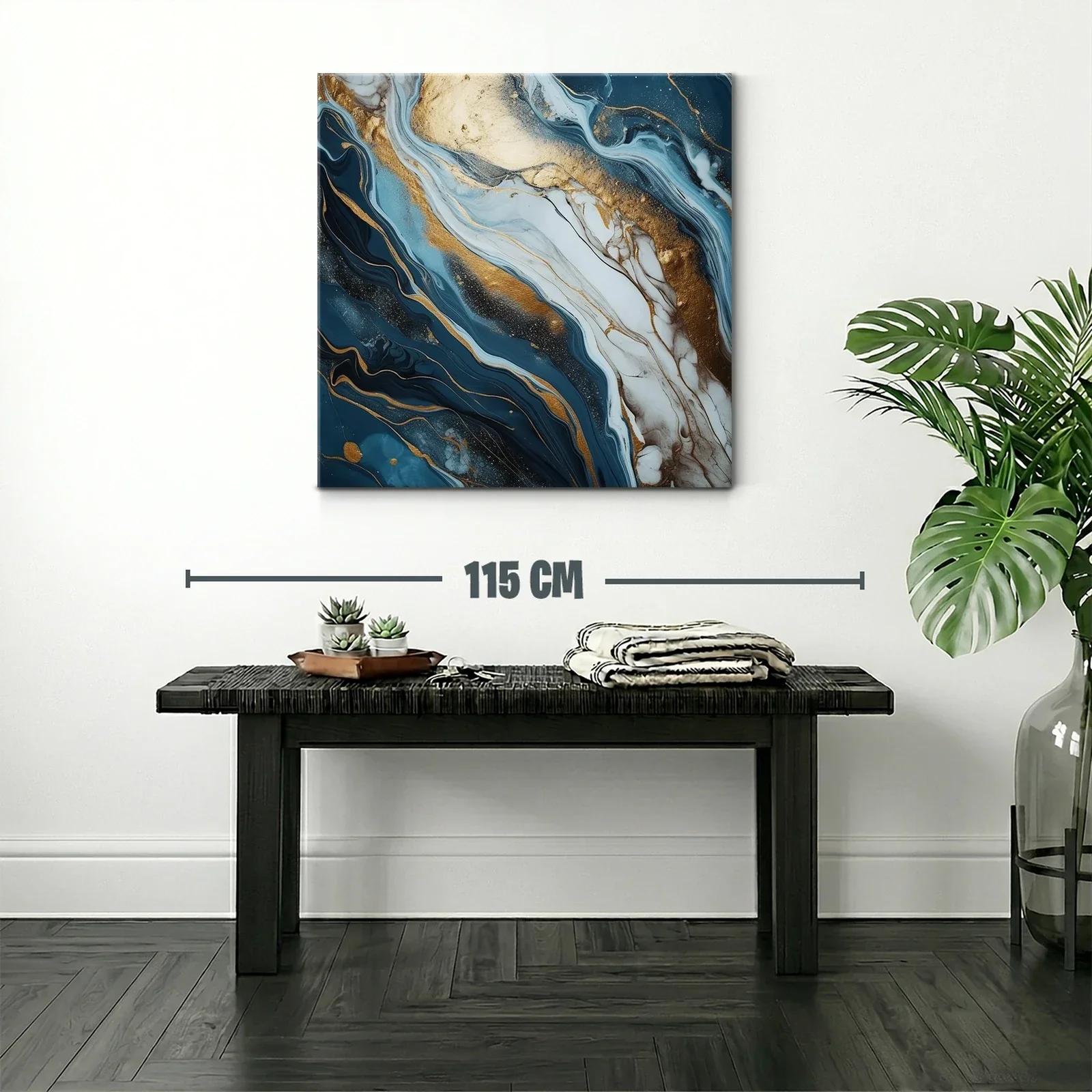 Abstracto moderno con vetas doradas y tonos azul profundo — miniatura 2