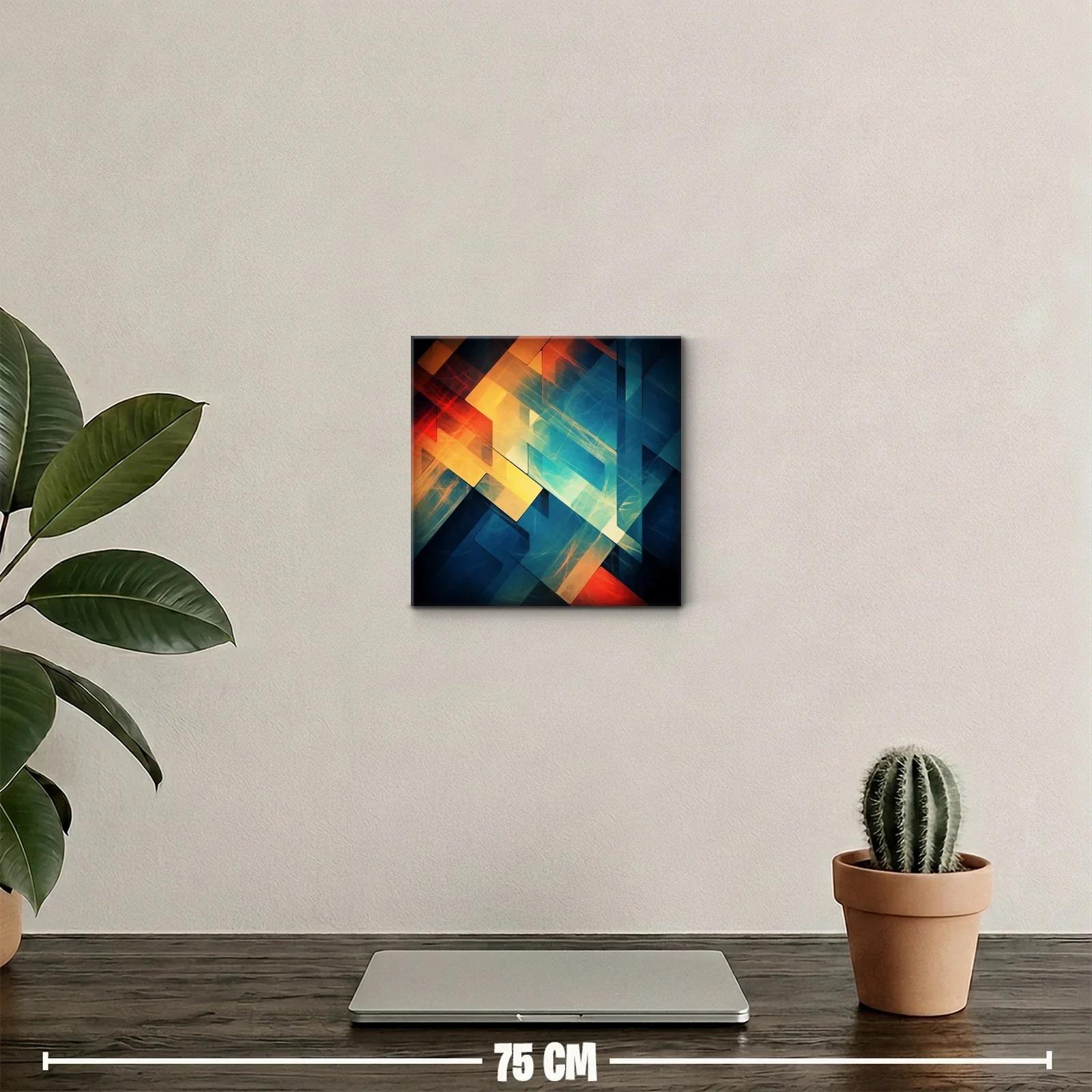 Composición abstracta en tonos cálidos y fríos vibrantes — miniatura 2