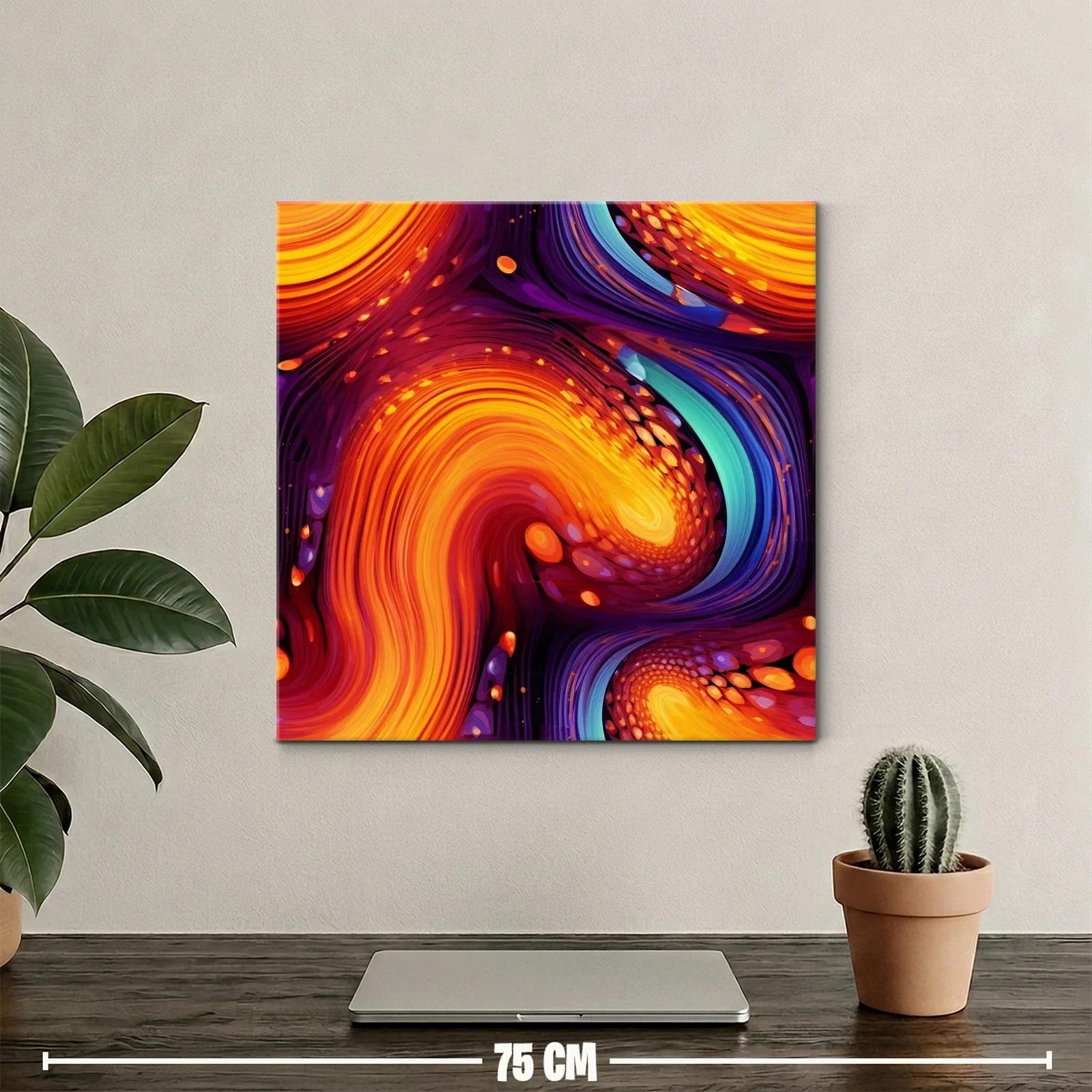 Cuadro abstracto con vibrantes remolinos en tonos cálidos — miniatura 2