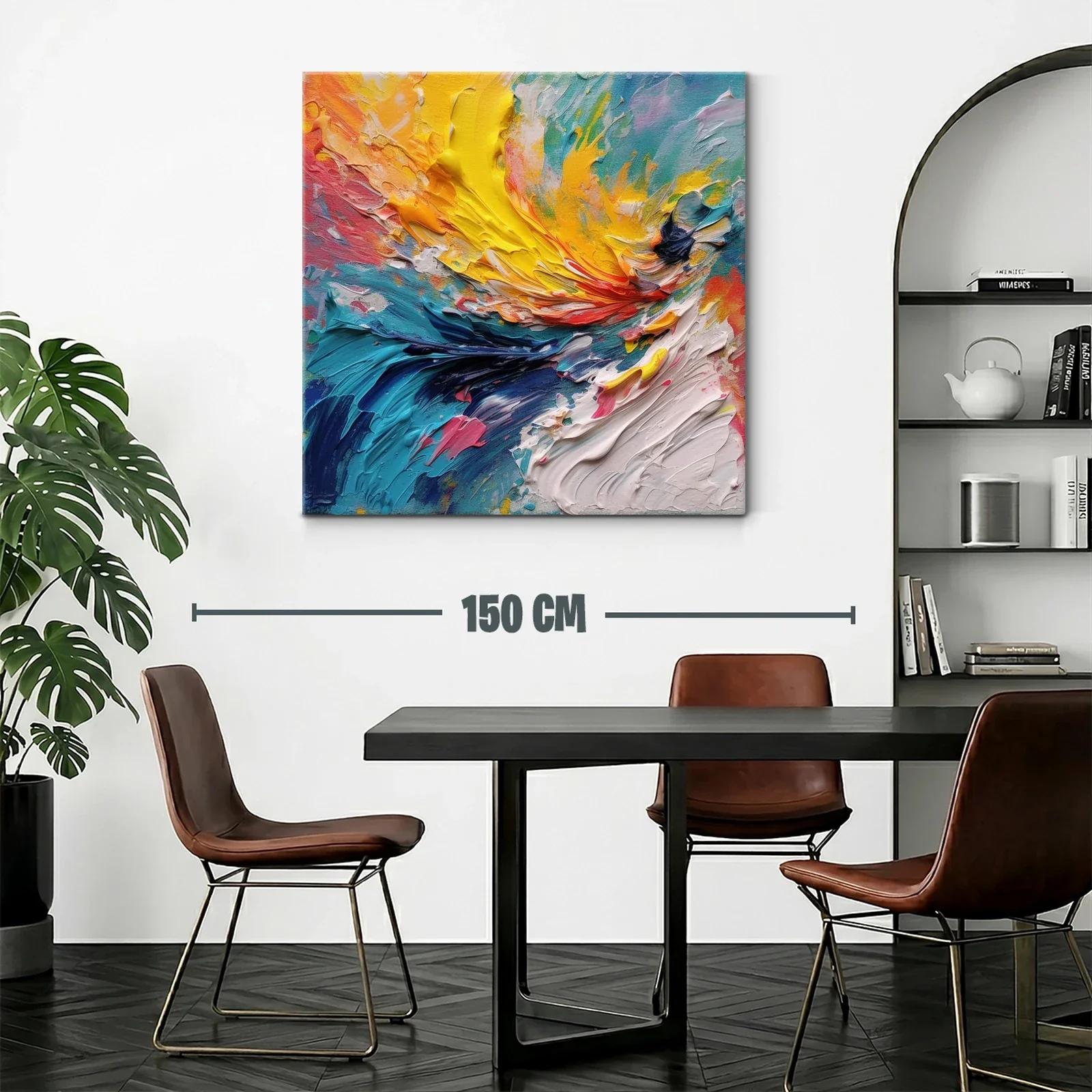 Cuadro abstracto en vibrantes tonos amarillo y azul — miniatura 2