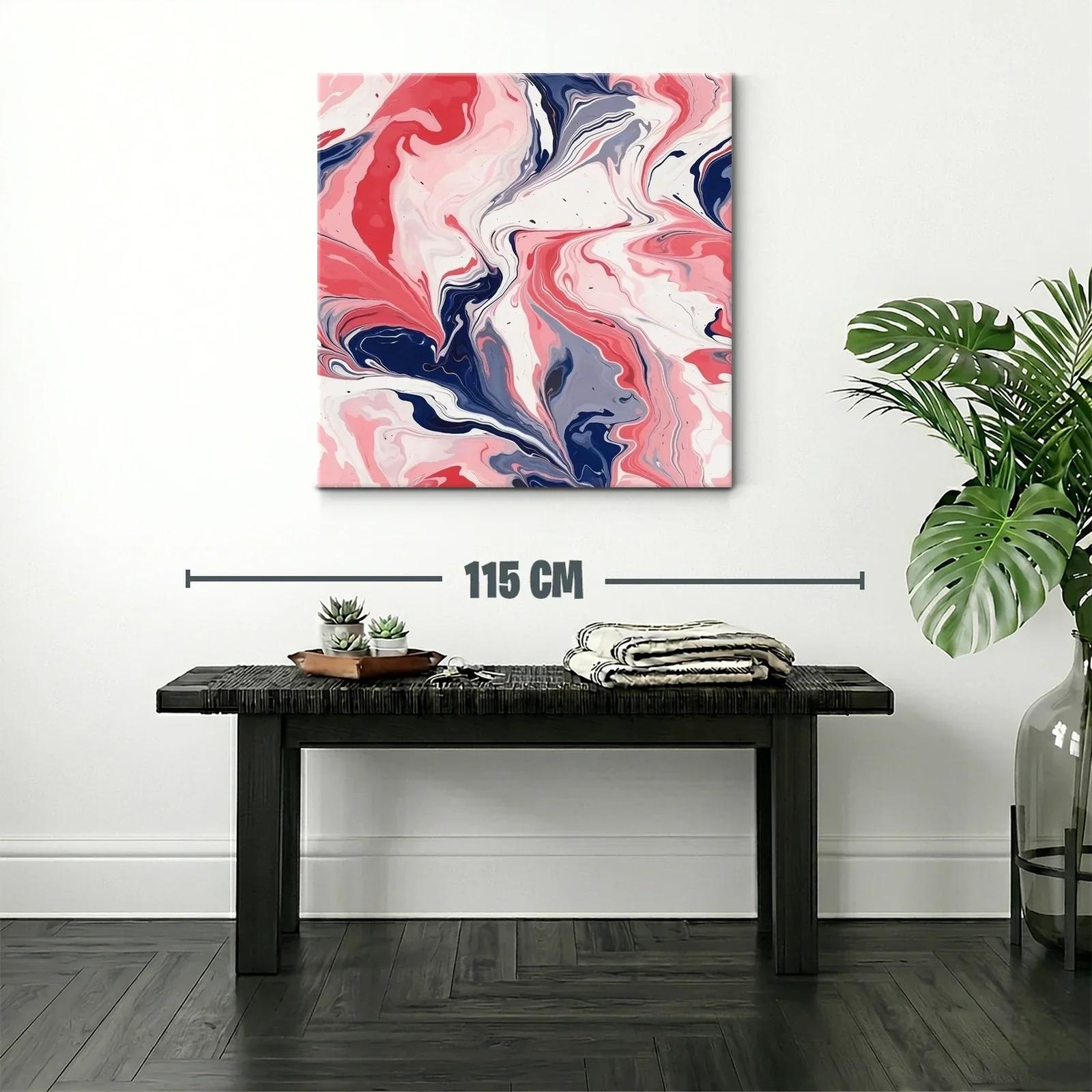 Cuadro abstracto con fluidas formas en tonos rosa y azul — miniatura 2