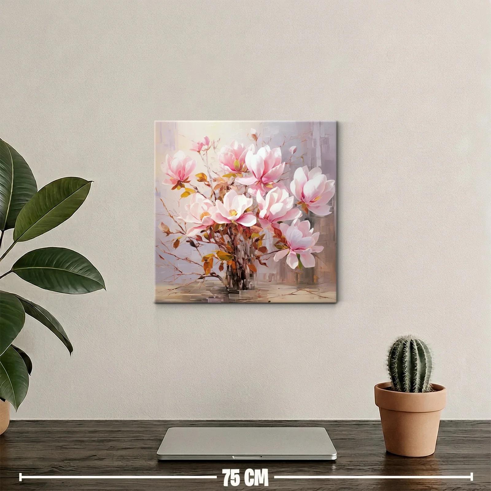 Cuadro con delicadas flores rosadas y follaje otoñal — miniatura 2