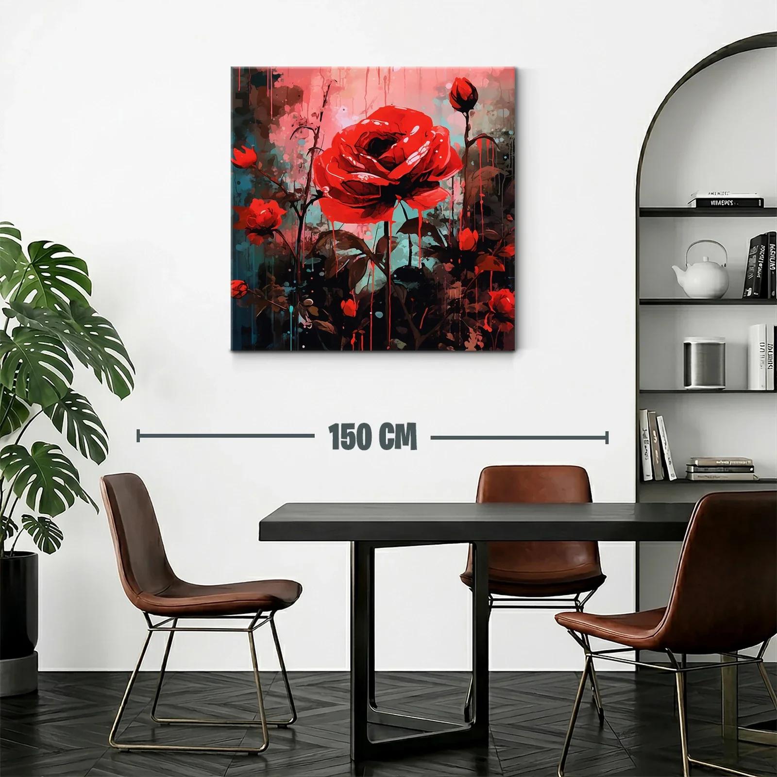 Vibrante composición de rosas rojas con fondo abstracto — miniatura 2