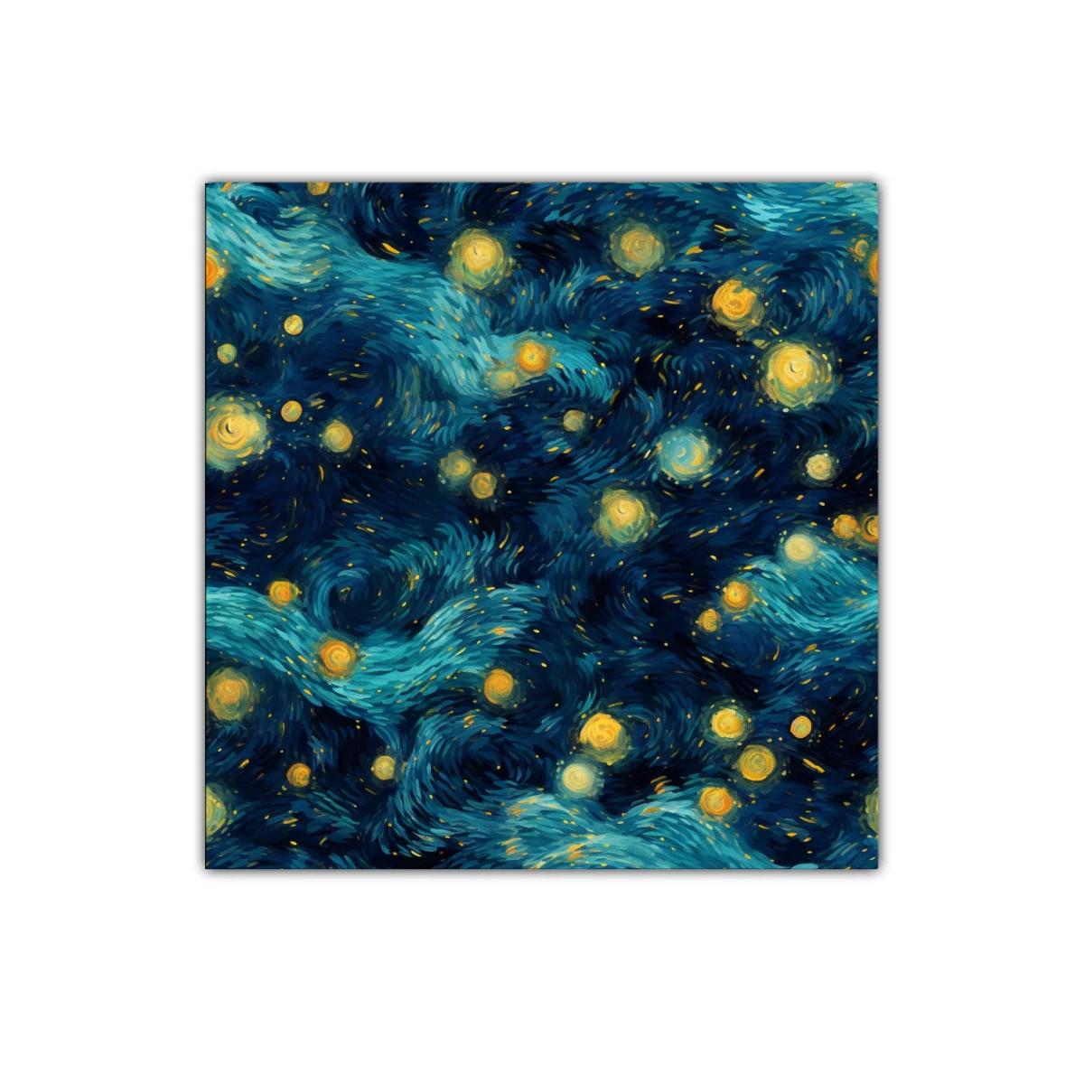 Cuadro abstracto con galaxia de estrellas y remolinos azules — imagen principal