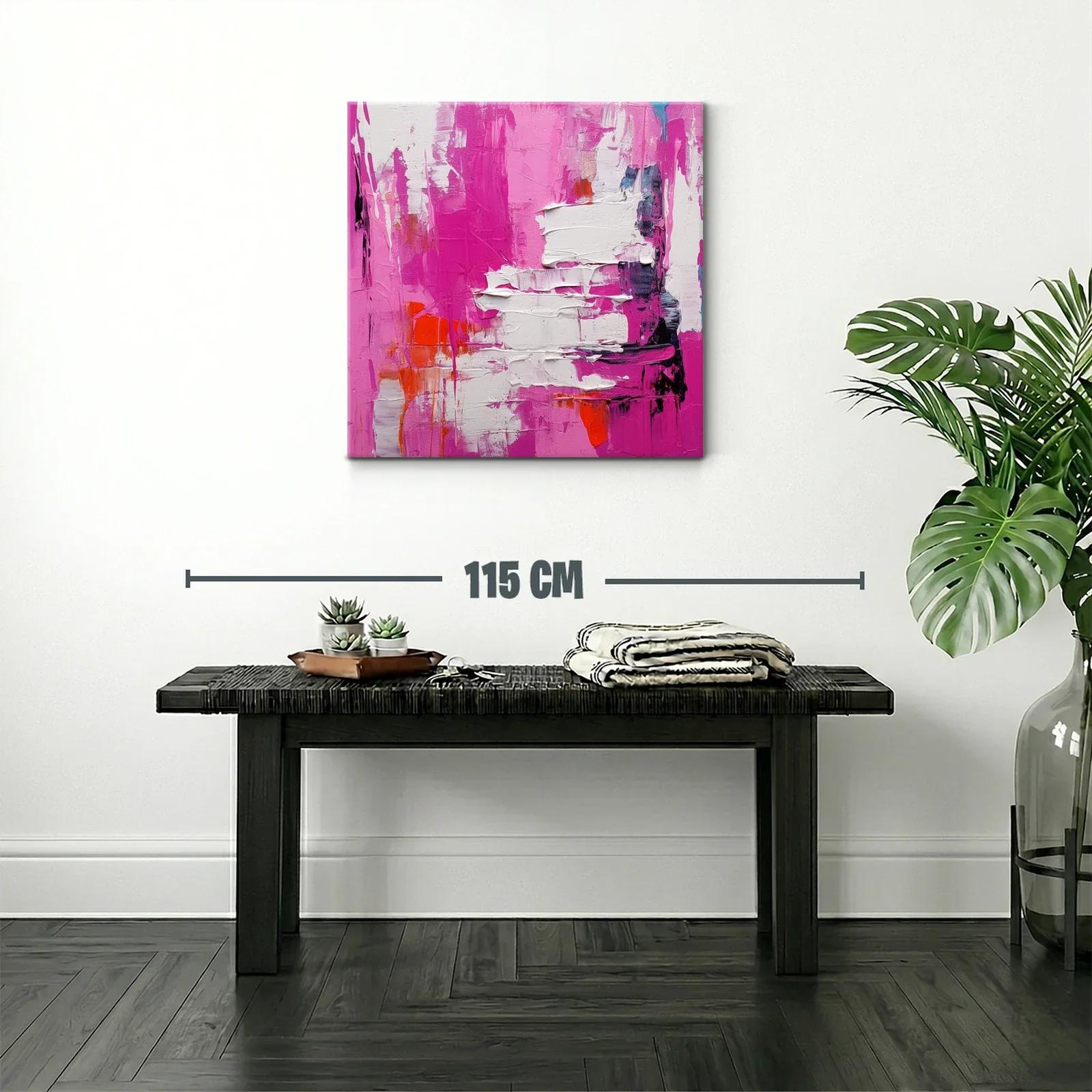 Cuadro abstracto con alto impacto en rosas y blanco — miniatura 2