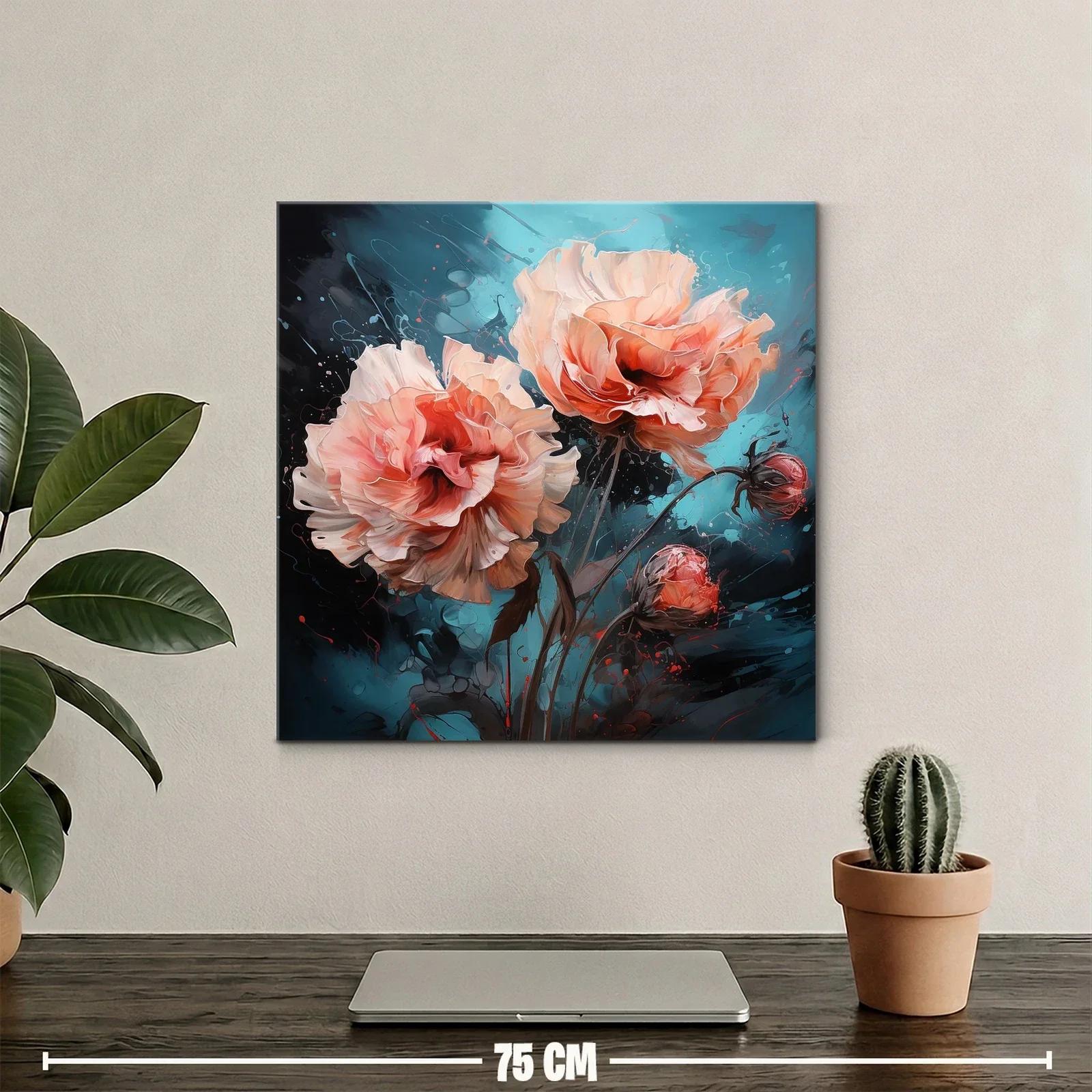 Flor delicada con tonos melocotón sobre fondo azul intenso — miniatura 2