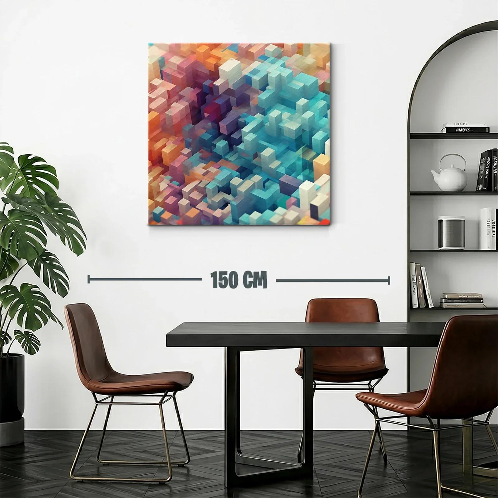 Composición abstracta de cubos en tonos vibrantes y pastel — miniatura 2