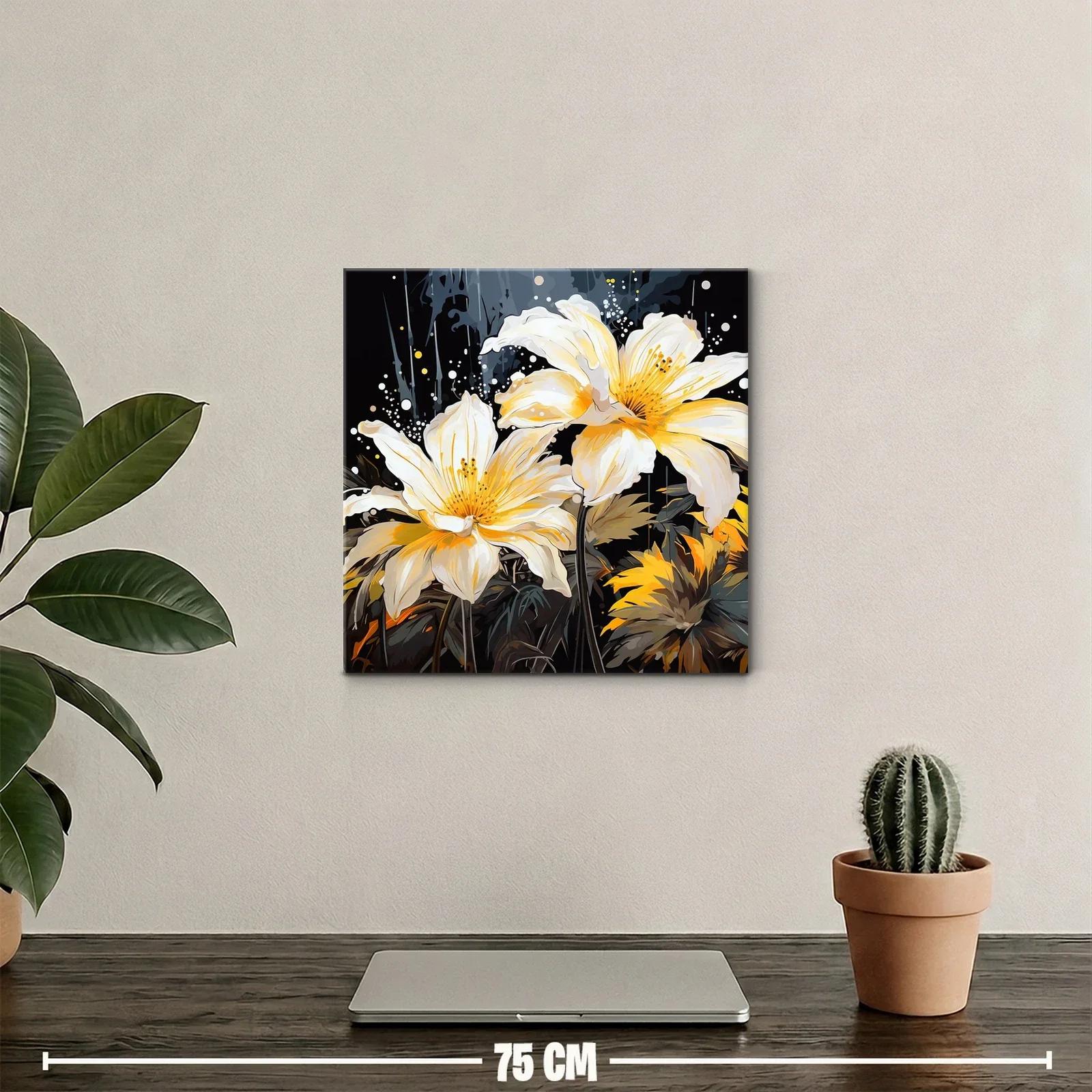Flores luminosas en tonos amarillos sobre fondo oscuro — miniatura 2