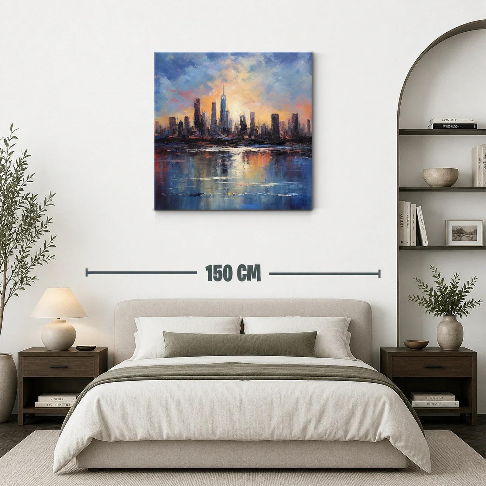 Atardecer urbano con reflejos impresionistas vibrantes — miniatura 3