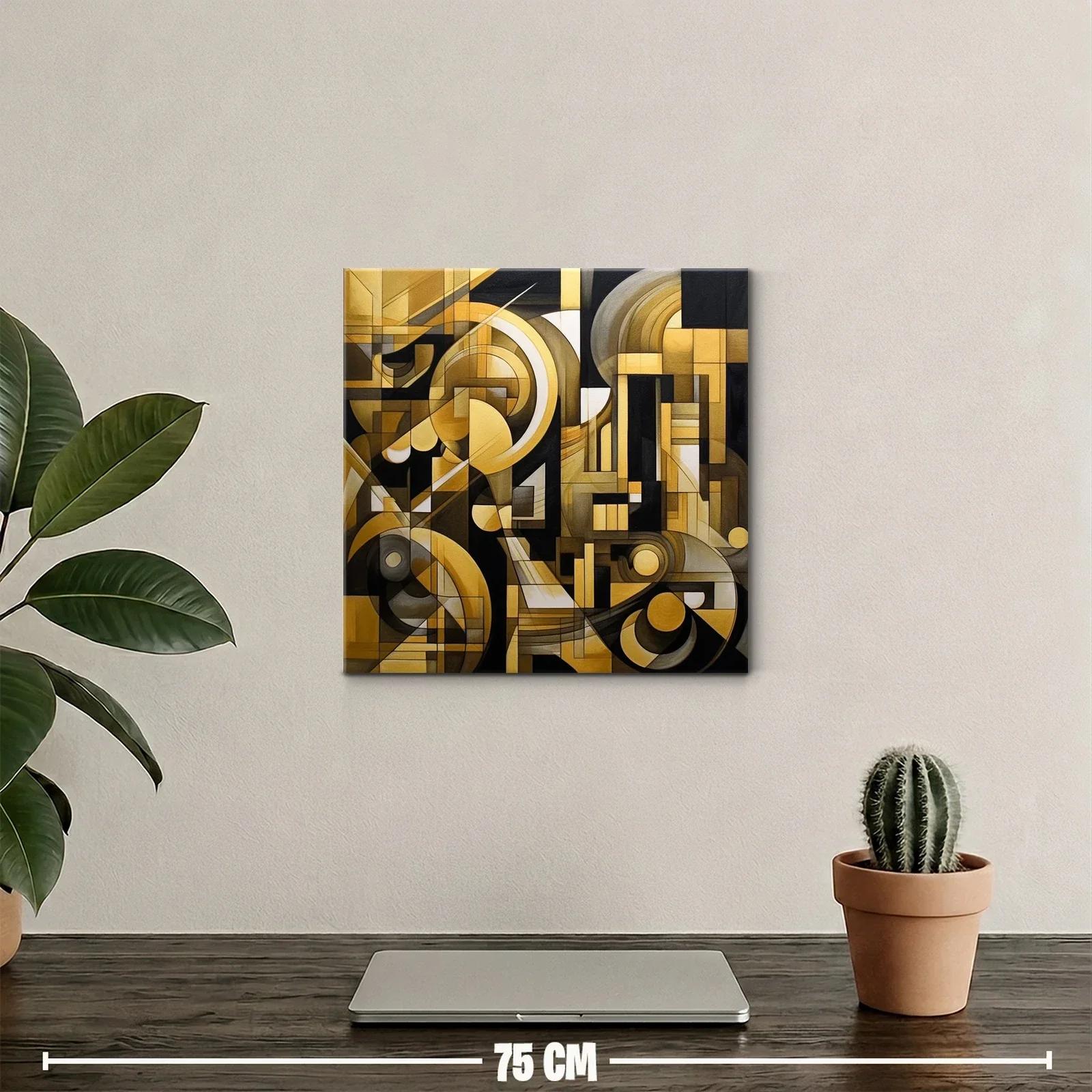 Composición geométrica abstracta en tonos dorados y negros — miniatura 2
