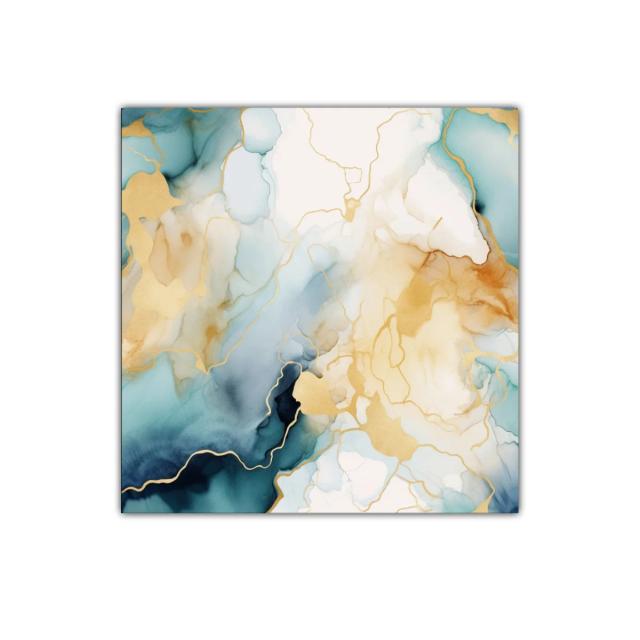 Arte abstracto con tonos dorados y azulados delicados