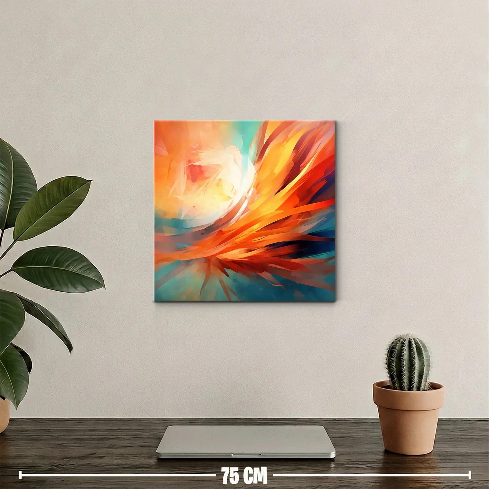 Cuadro abstracto con vibrantes tonos cálidos y fríos — miniatura 2