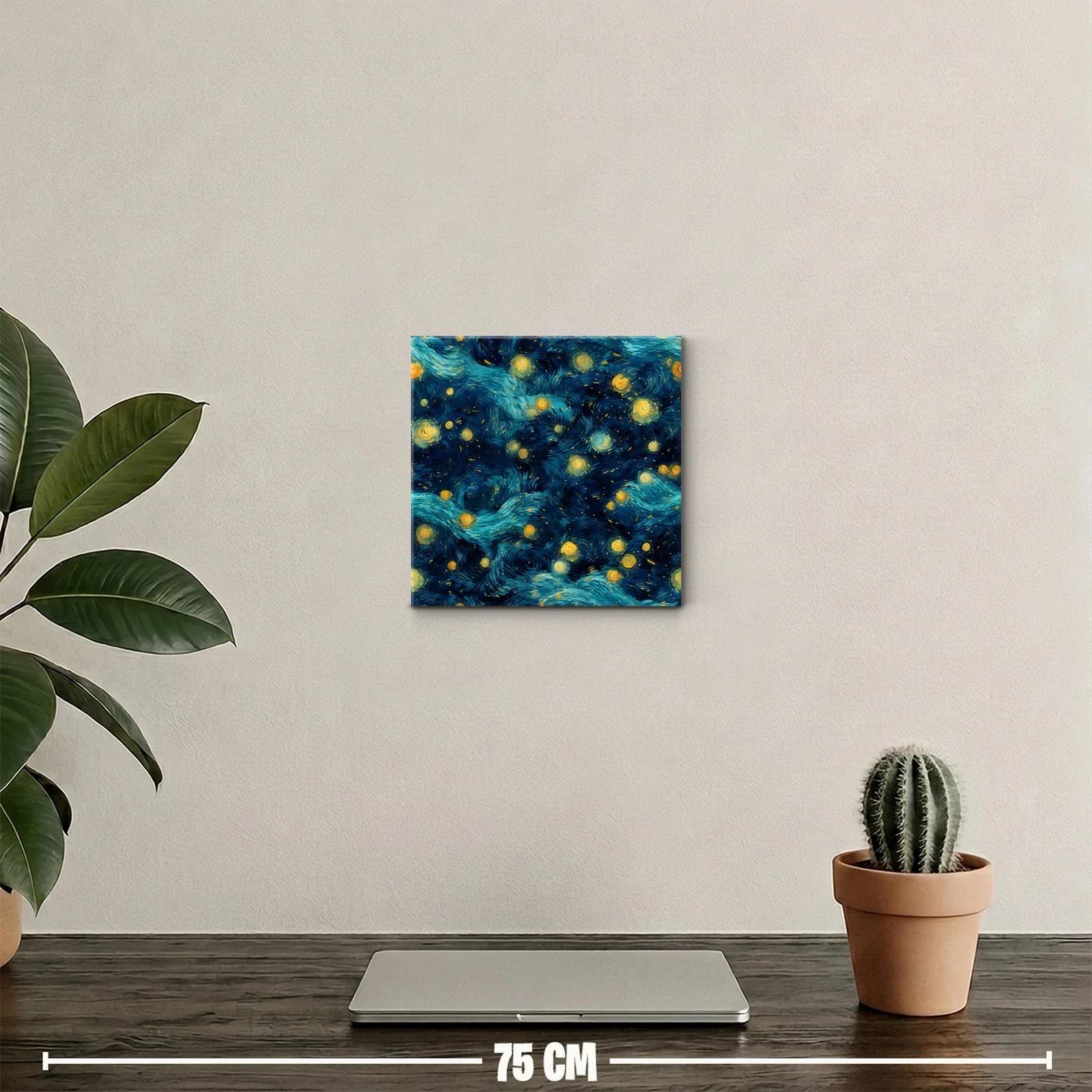 Cuadro abstracto con galaxia de estrellas y remolinos azules — miniatura 2