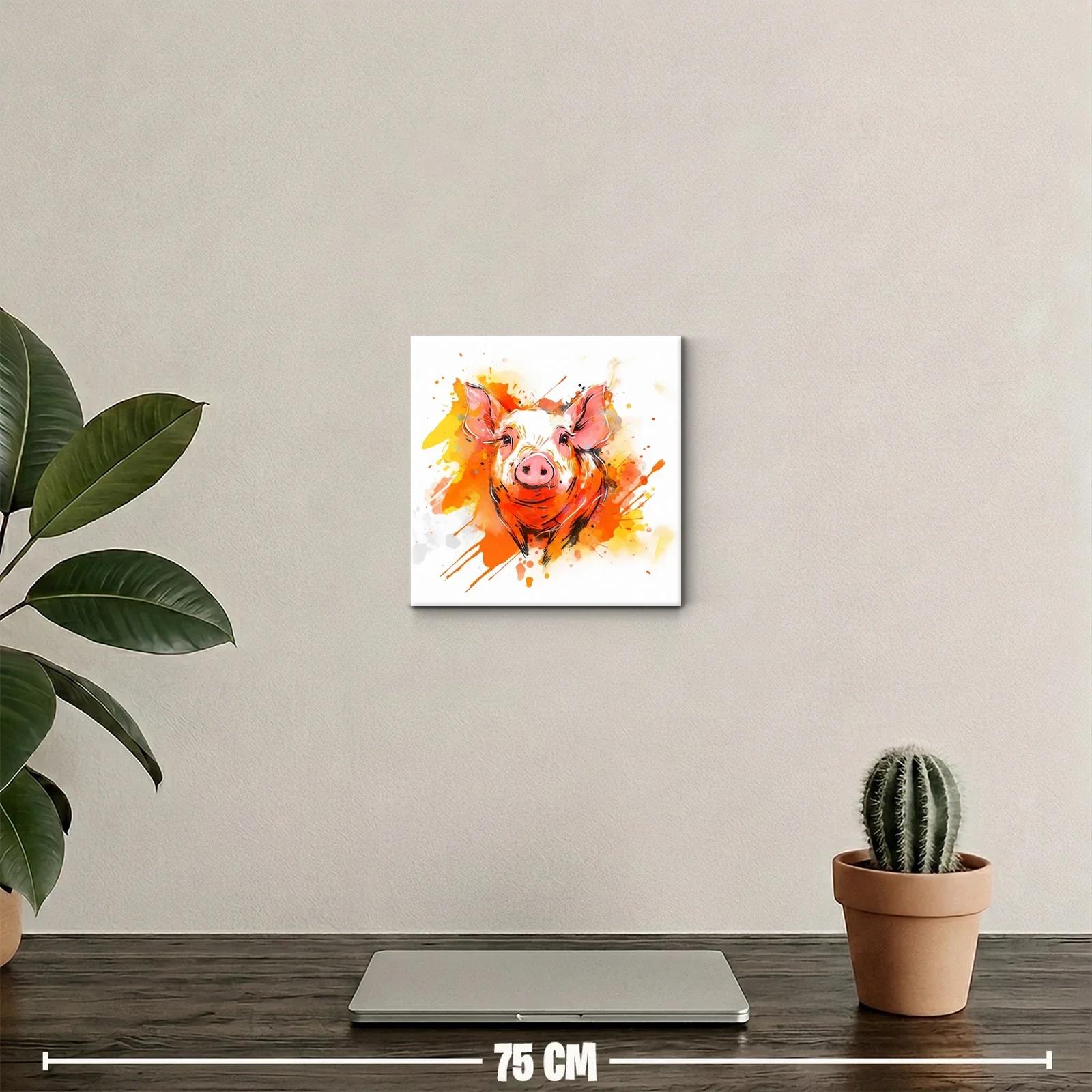 Cuadro decorativo cerdo vibrante y colorido para espacios modernos — miniatura 2