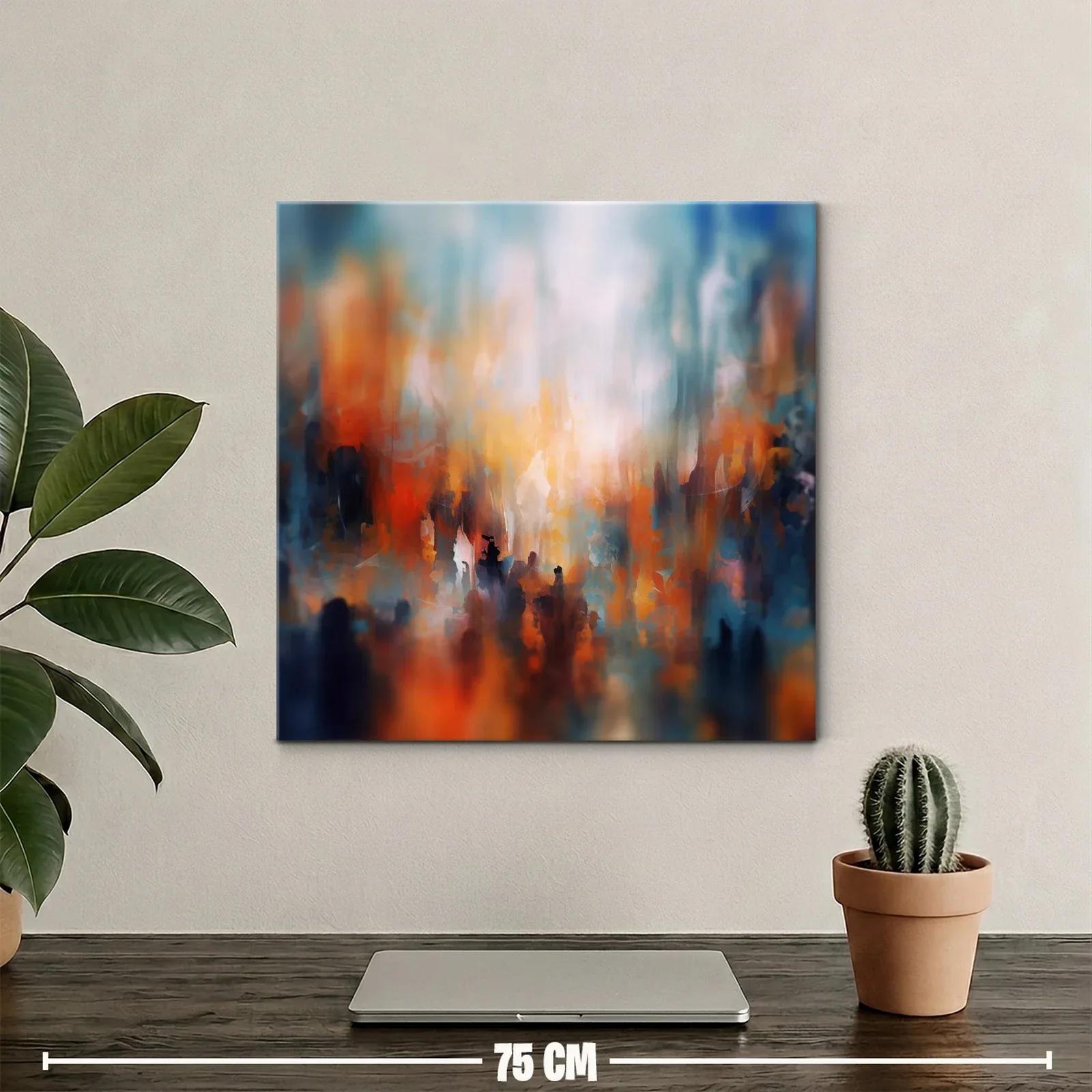 Cuadro Abstracto con Tonos Cálidos y Fríos en Armonía — miniatura 2