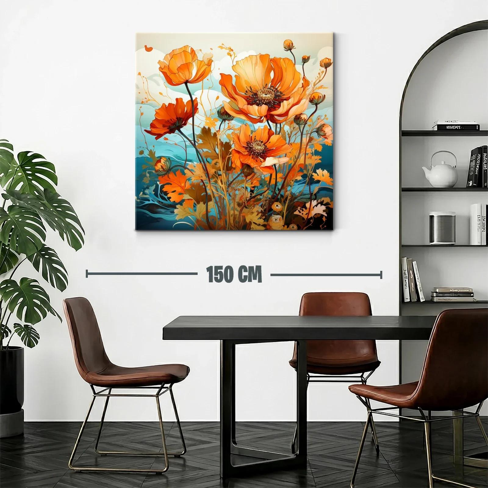 Flores anaranjadas vibrantes con fondo en tonos azules — miniatura 2