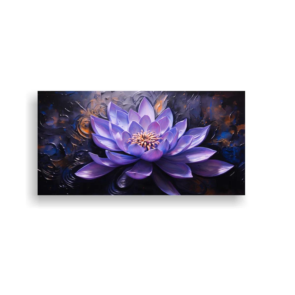 Cuadro flor de loto violeta con reflejos atmosféricos