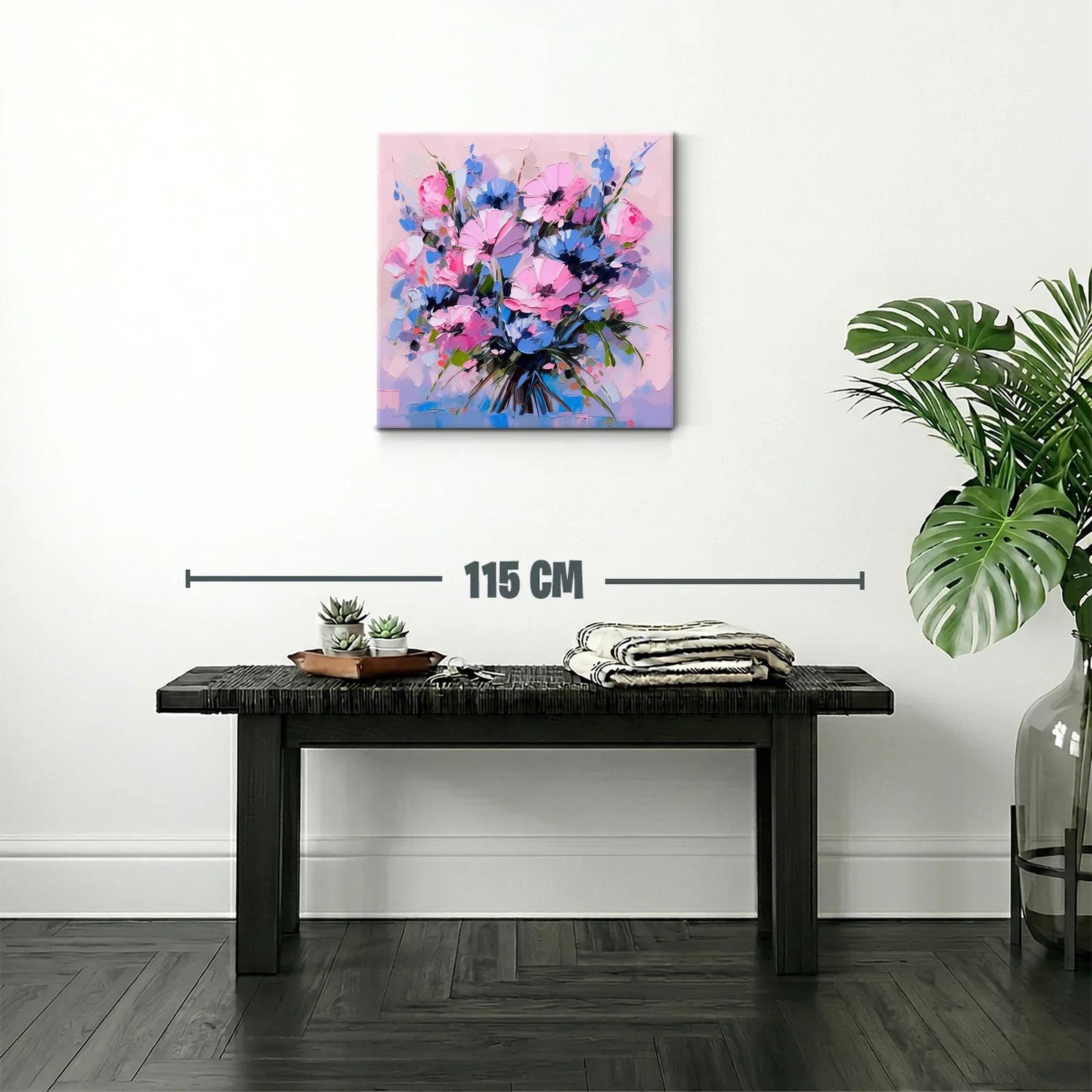 Ramo de flores en tonos rosas y azules vibrantes — miniatura 2