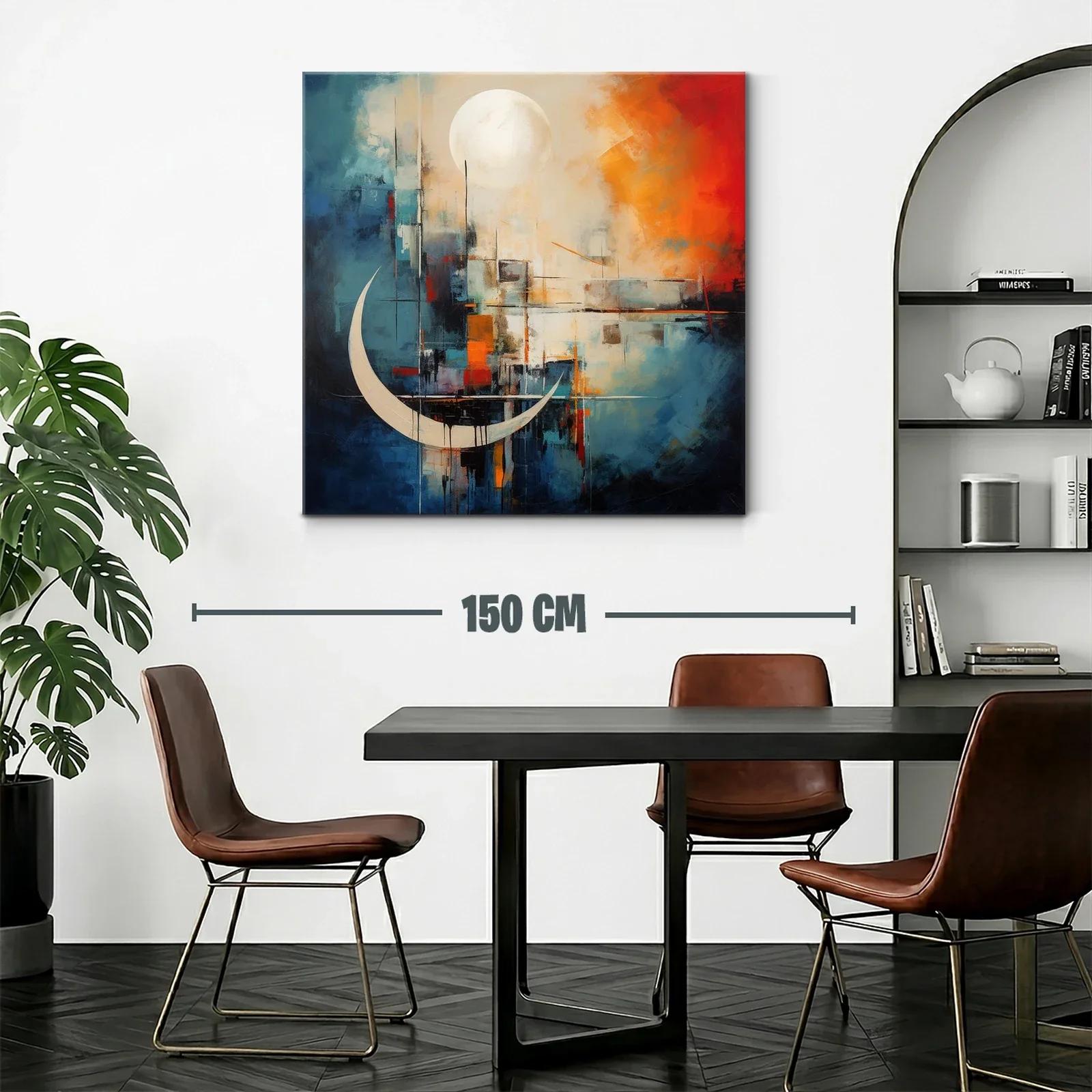 Cuadro abstracto con figuras lunares y paleta vibrante — miniatura 2