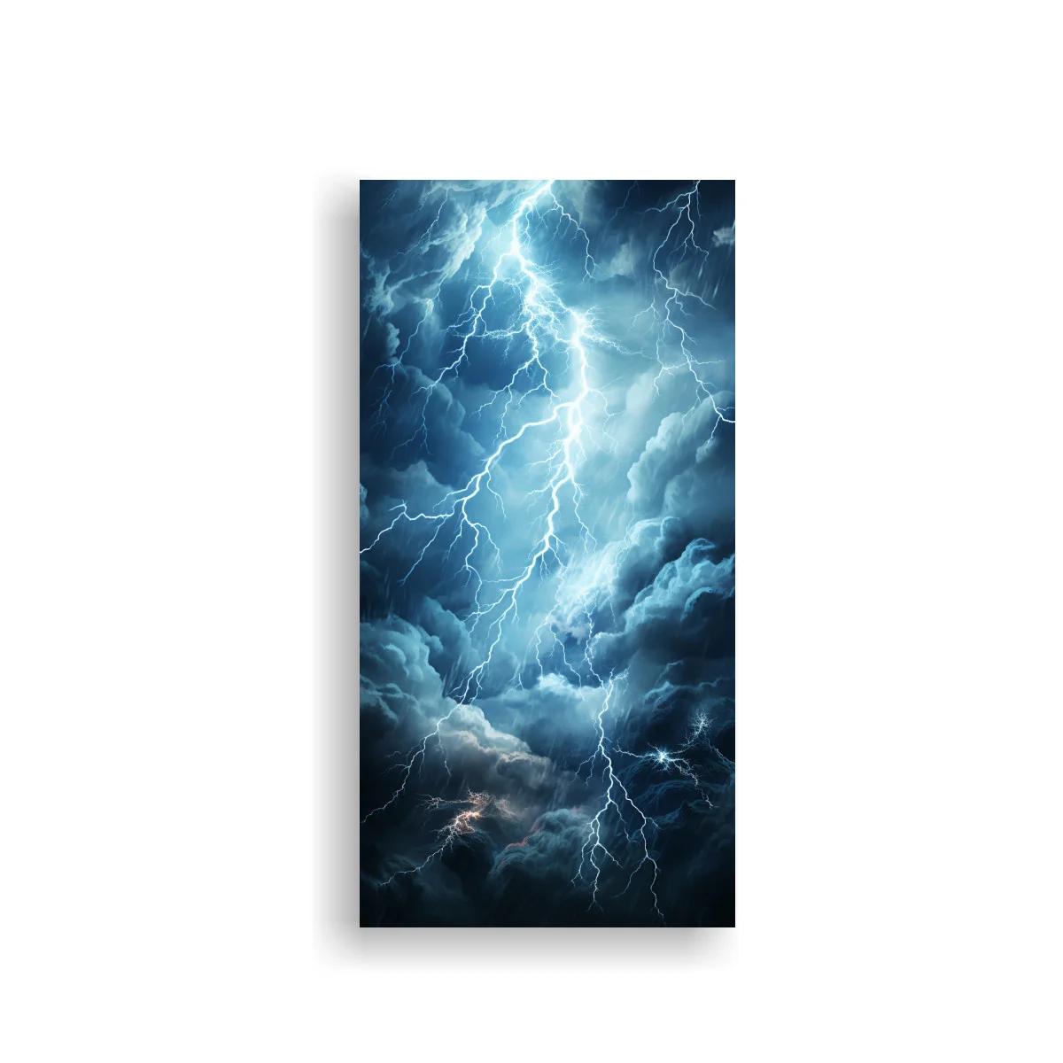 Cuadro tormenta eléctrica con gran descarga luminosa