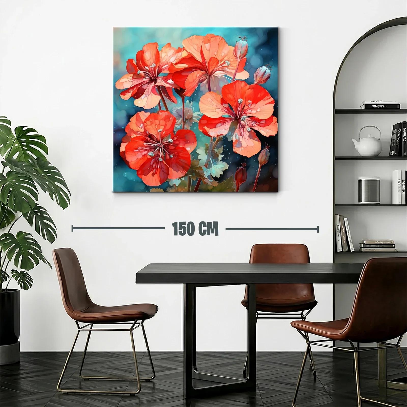 Flores rojas vibrantes sobre fondo azul turquesa — miniatura 2