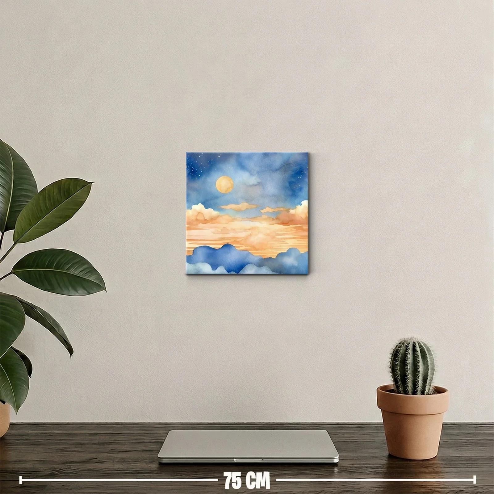 Paisaje nocturno con luna y montañas en tonos suaves — miniatura 2