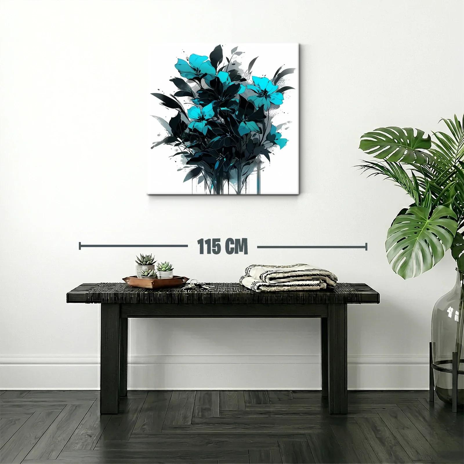 Cuadro con ramo de flores en tonos azul y negro — miniatura 2