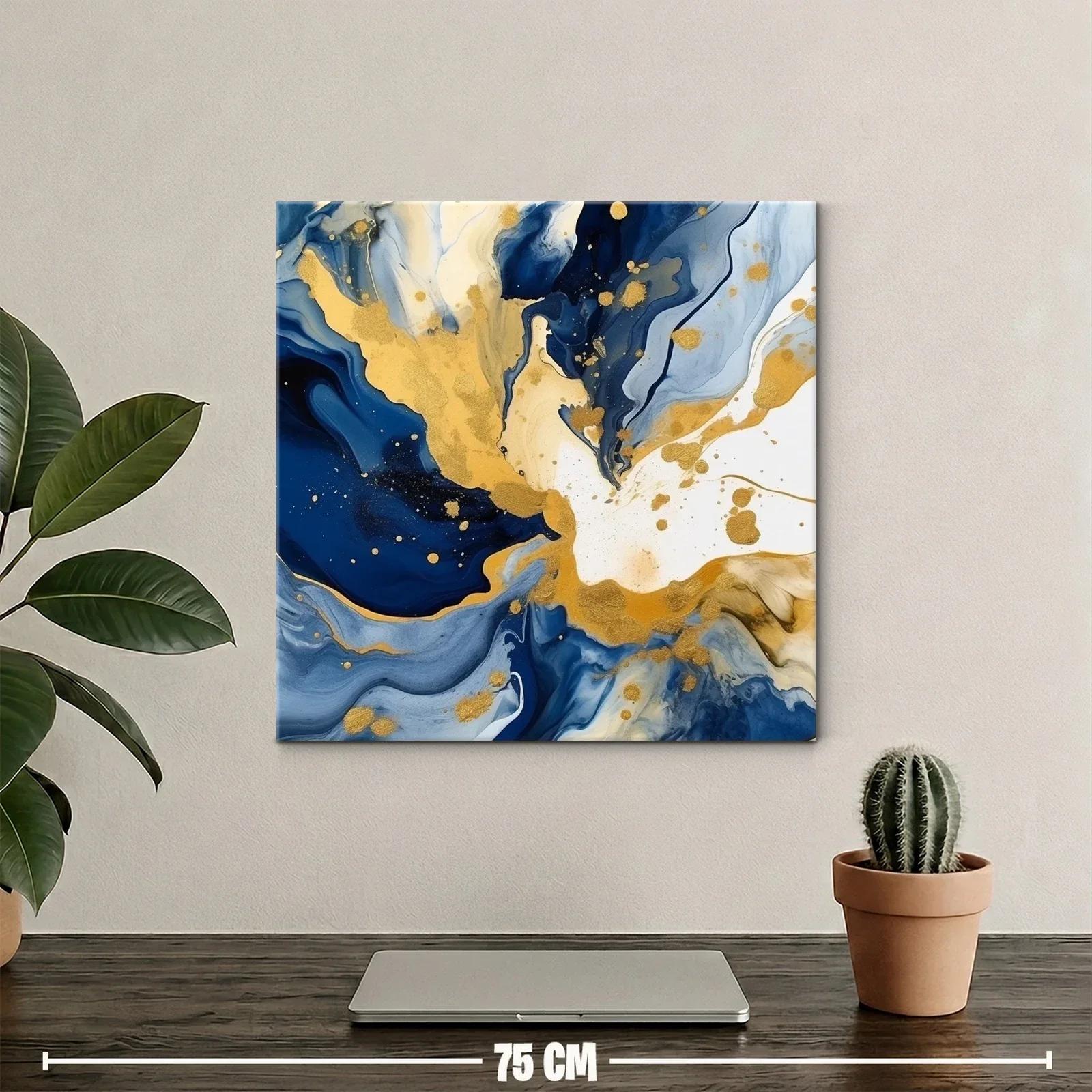 Arte abstracto con tonos dorados y azul profundo — miniatura 2