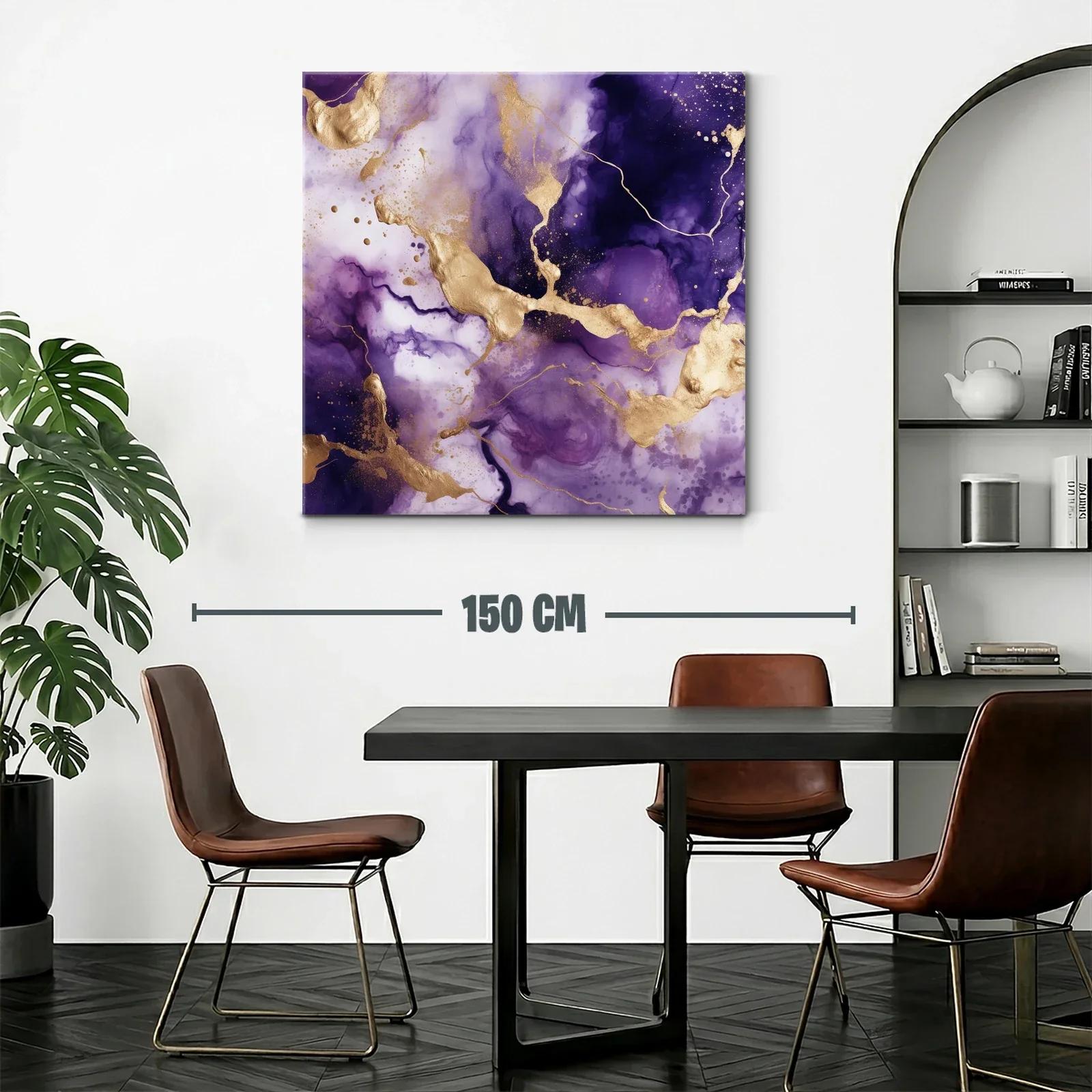 Arte abstracto en tonos púrpura y dorado elegante y moderno — miniatura 2