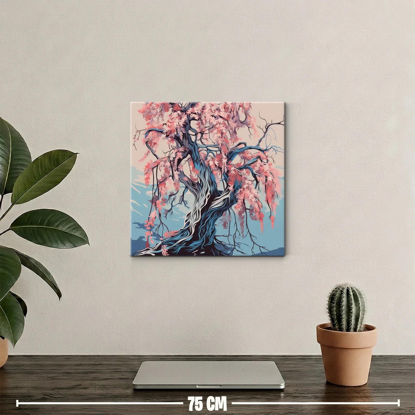 Árbol de ramas ondulantes y hojas rosas vibrantes — miniatura 2