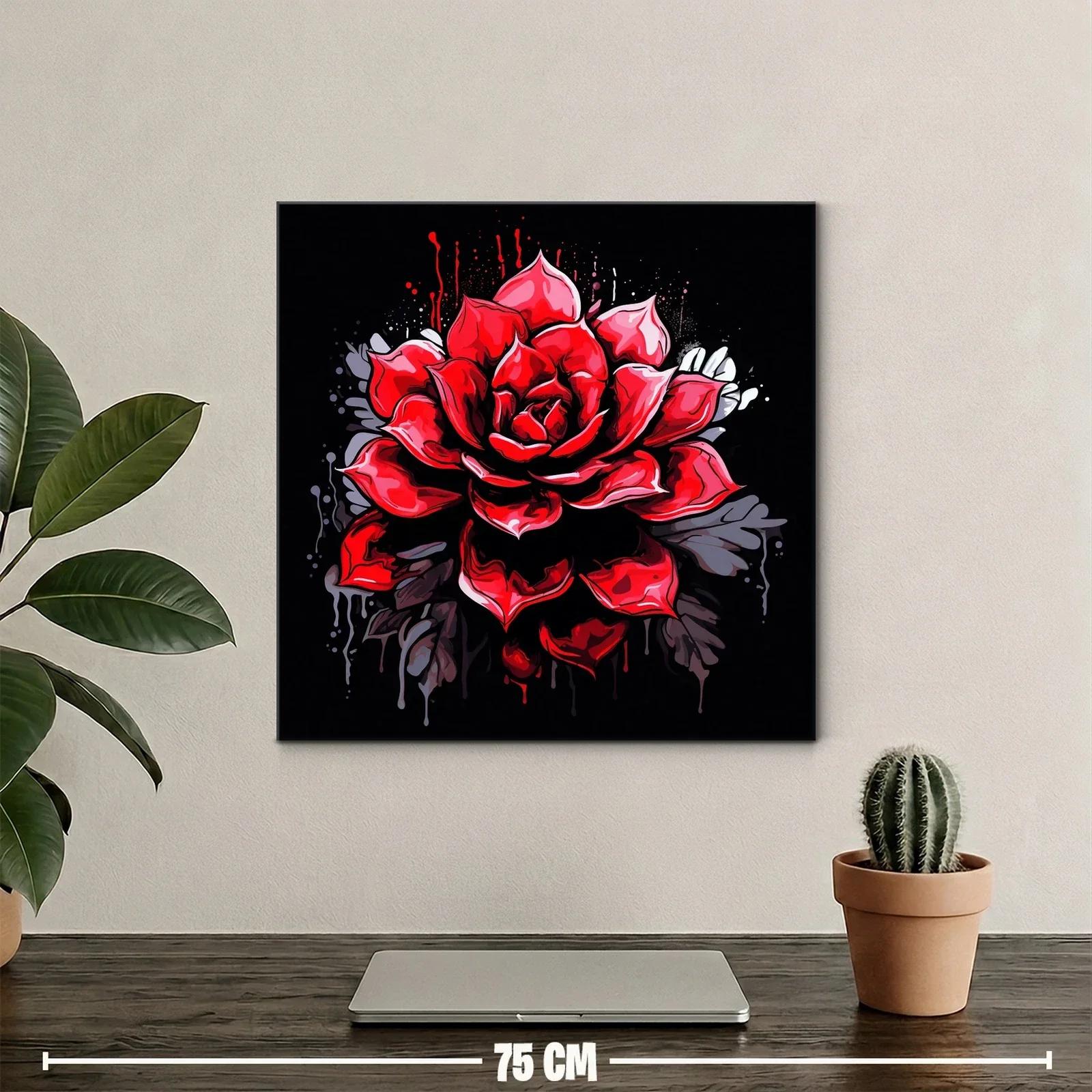 Impactante rosa roja con fondo oscuro vibrante — miniatura 2