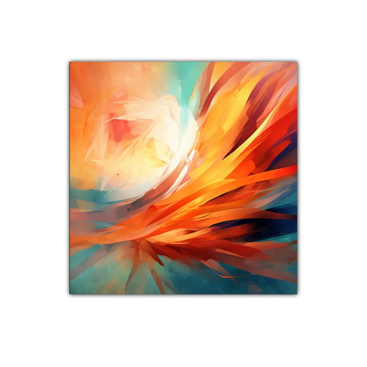 Cuadro abstracto con vibrantes tonos cálidos y fríos — imagen principal