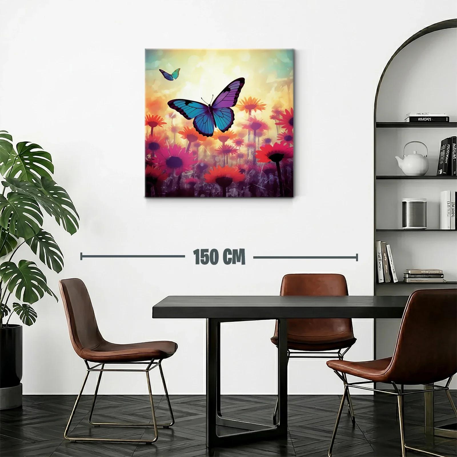 Mariposas vibrantes sobre campo de flores luminosas — miniatura 2