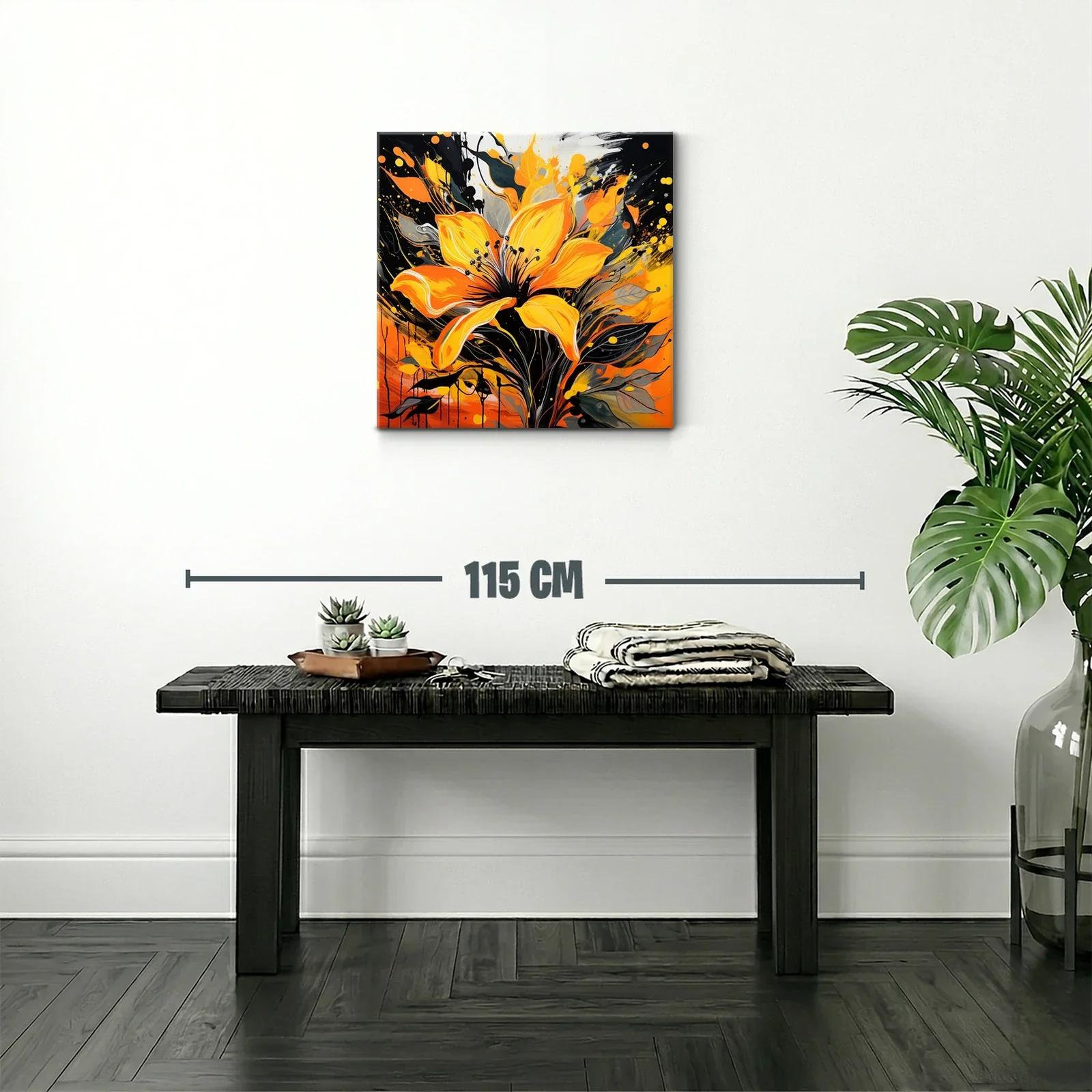 Flor vibrante con explosión de tonos naranja y negro — miniatura 2