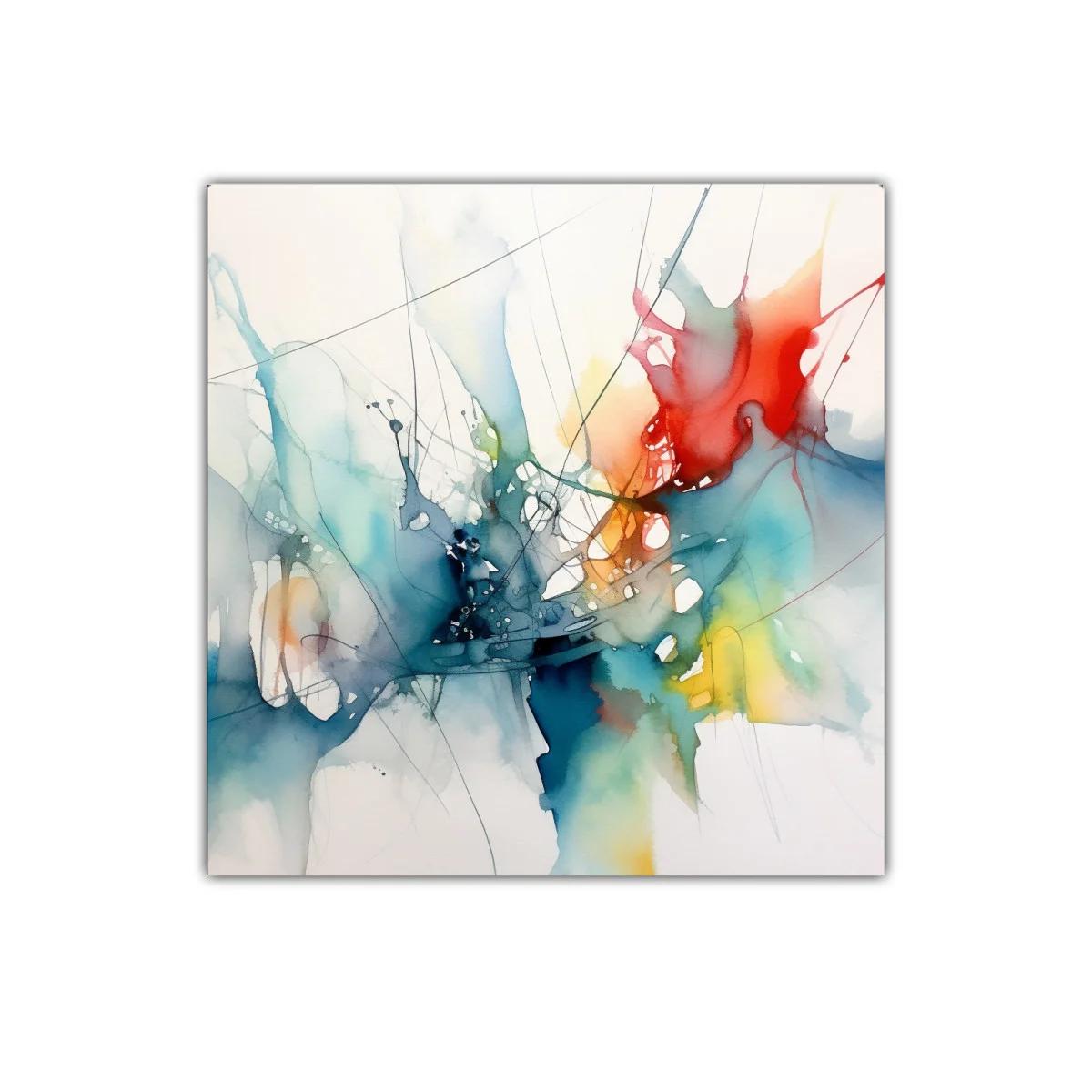 Cuadro abstracto con explosión de colores vivos y formas fluidas — miniatura 1