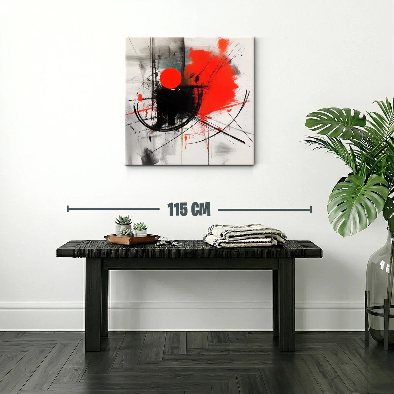 Composición abstracta con círculos rojos y trazos dinámicos — miniatura 2
