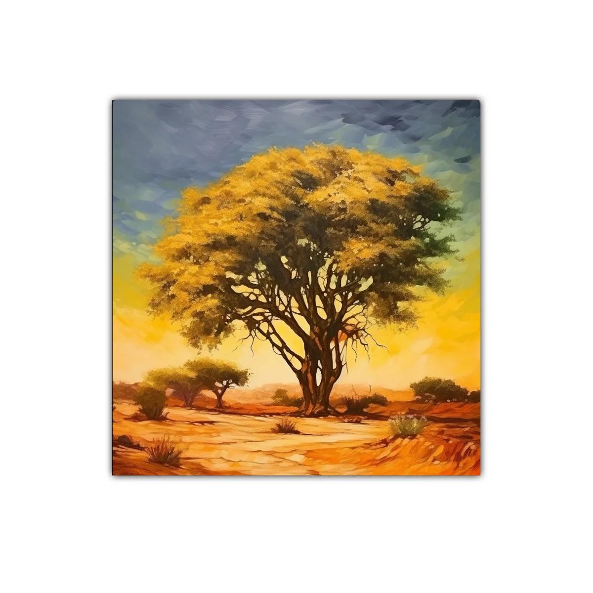 Árbol solitario en paisaje desértico al atardecer — imagen principal