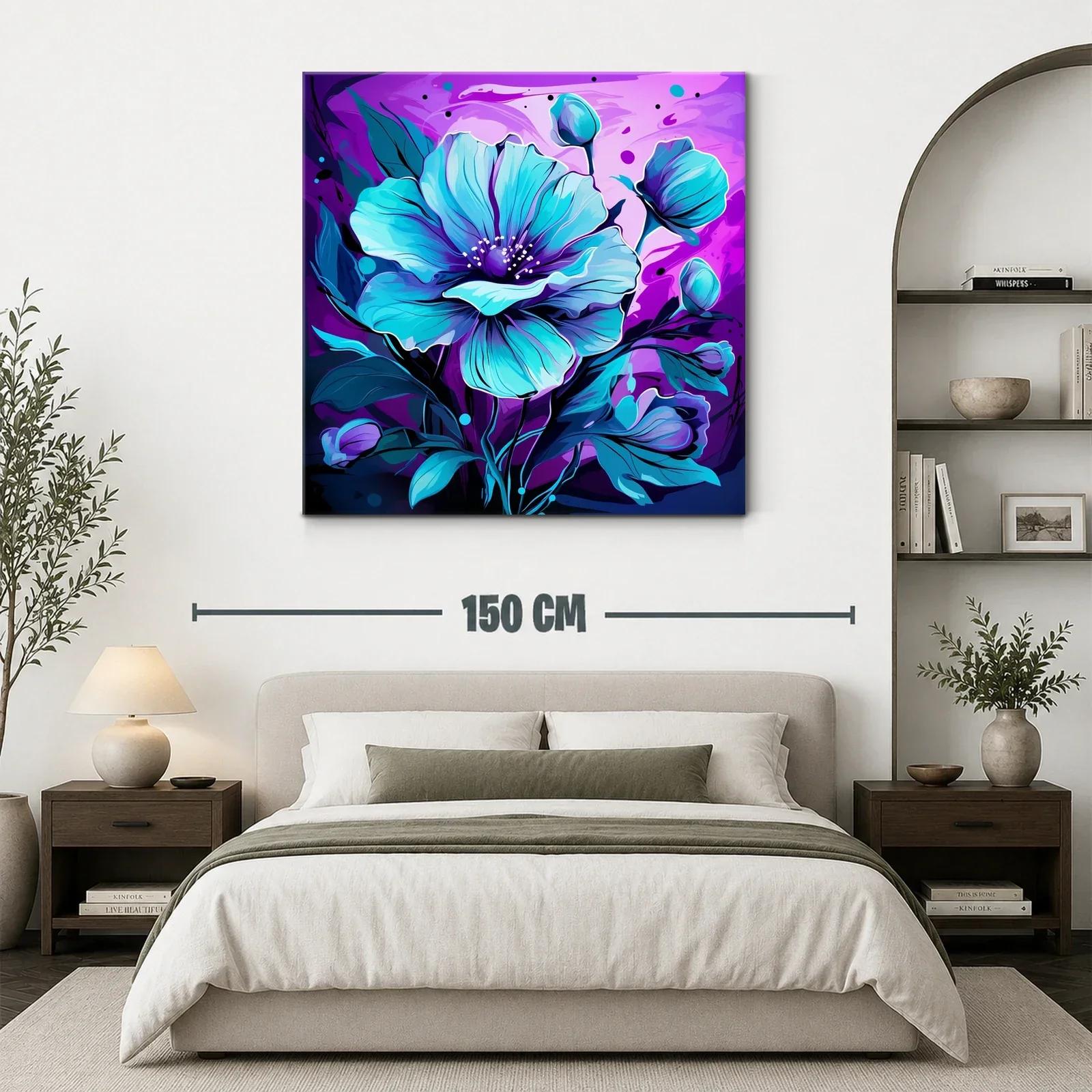 Flor azul vibrante con fondo púrpura intenso — miniatura 3