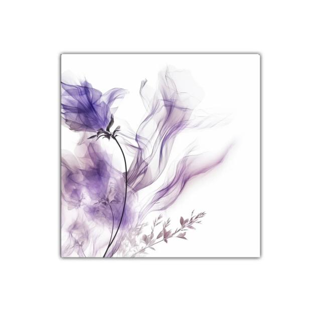 Cuadro decorativo floral en tonos morados con diseño etéreo