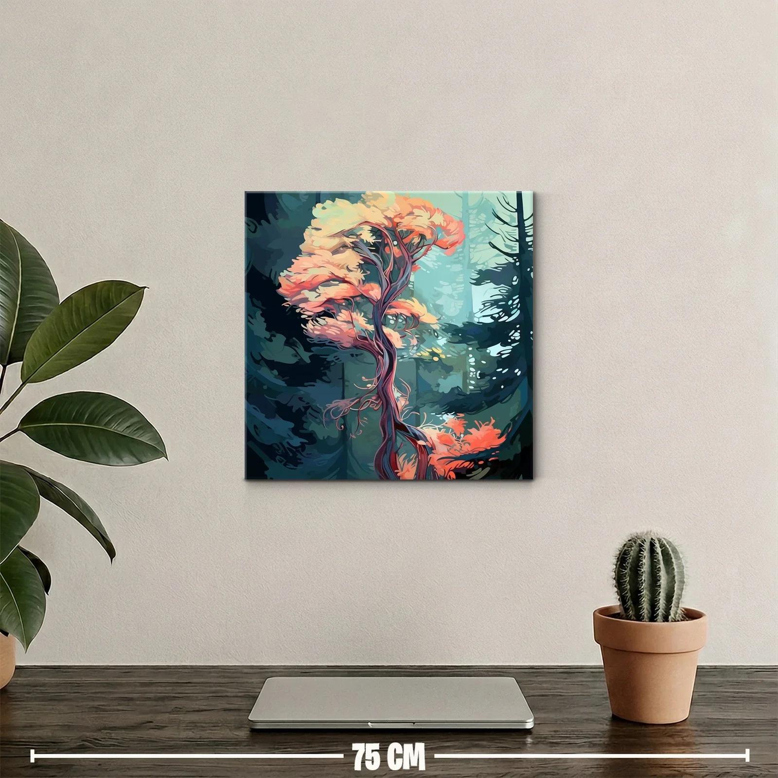 Árbol imaginario en bosque de tonos fríos y cálidos — miniatura 2