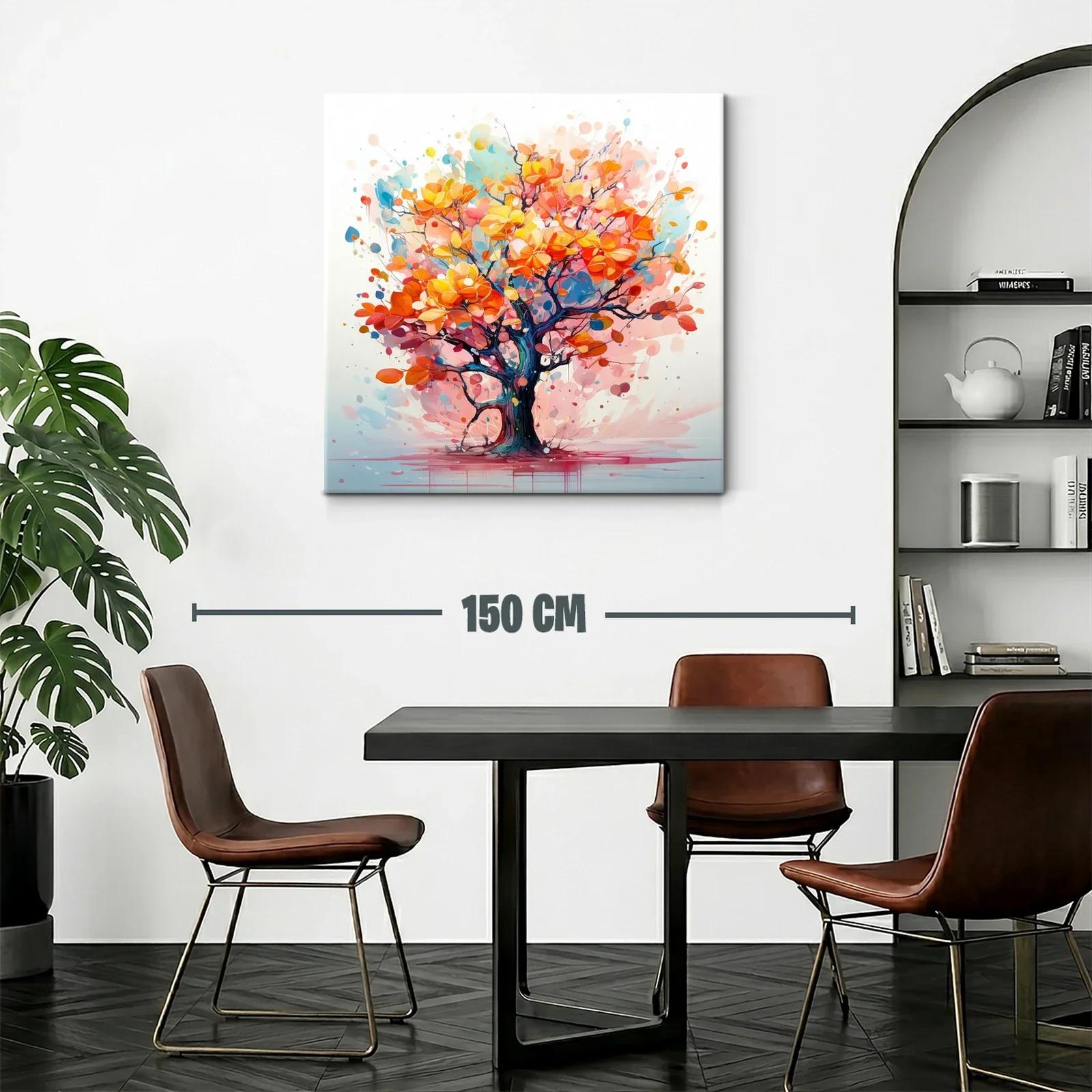 Árbol vibrante con hojas en tonos cálidos y azules — miniatura 2